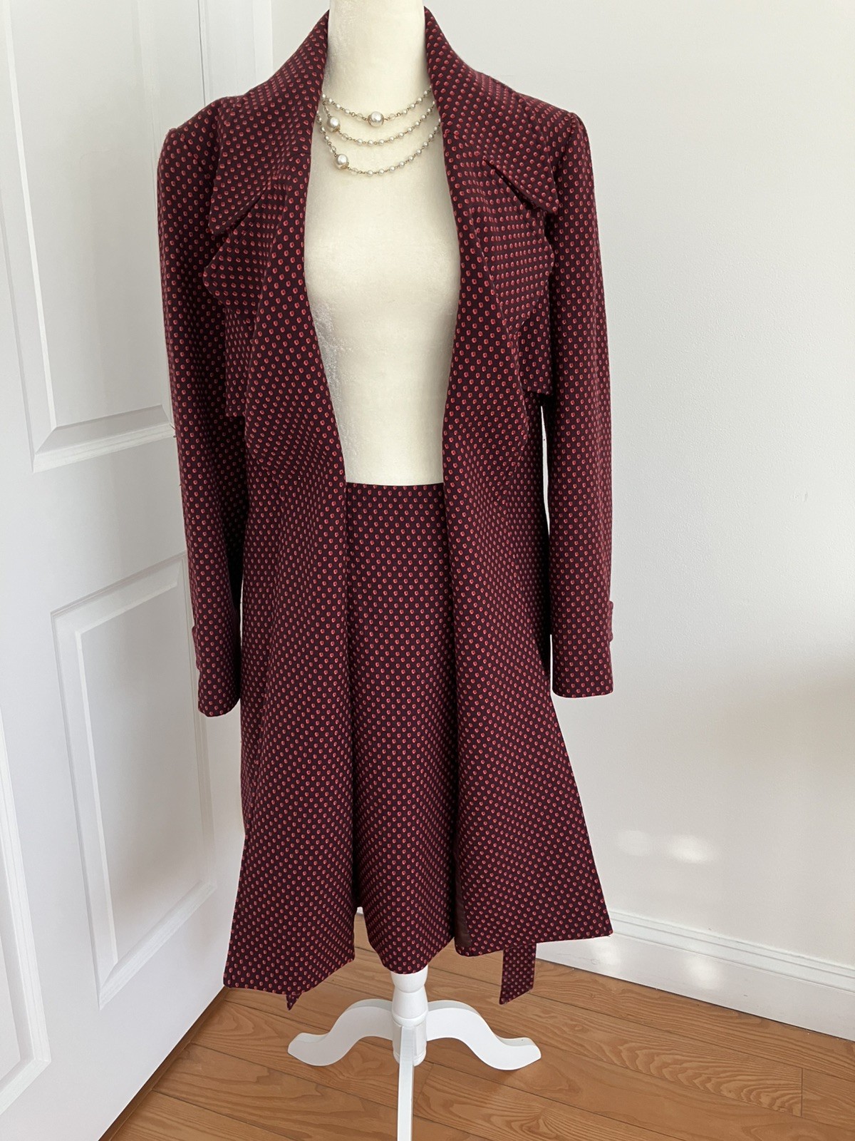 Vintage Linda Allard for Ellen Tracy Wool Wrap Trench Coat & Skirt Suit! 12
