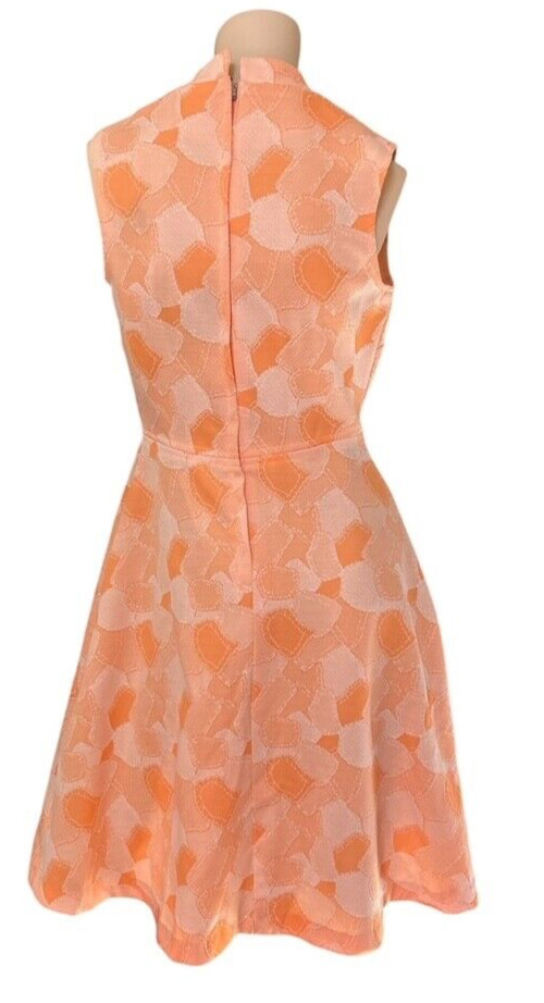 1970s Mod Dress Size M Sleeveless Orange Hippie Disco Secretary