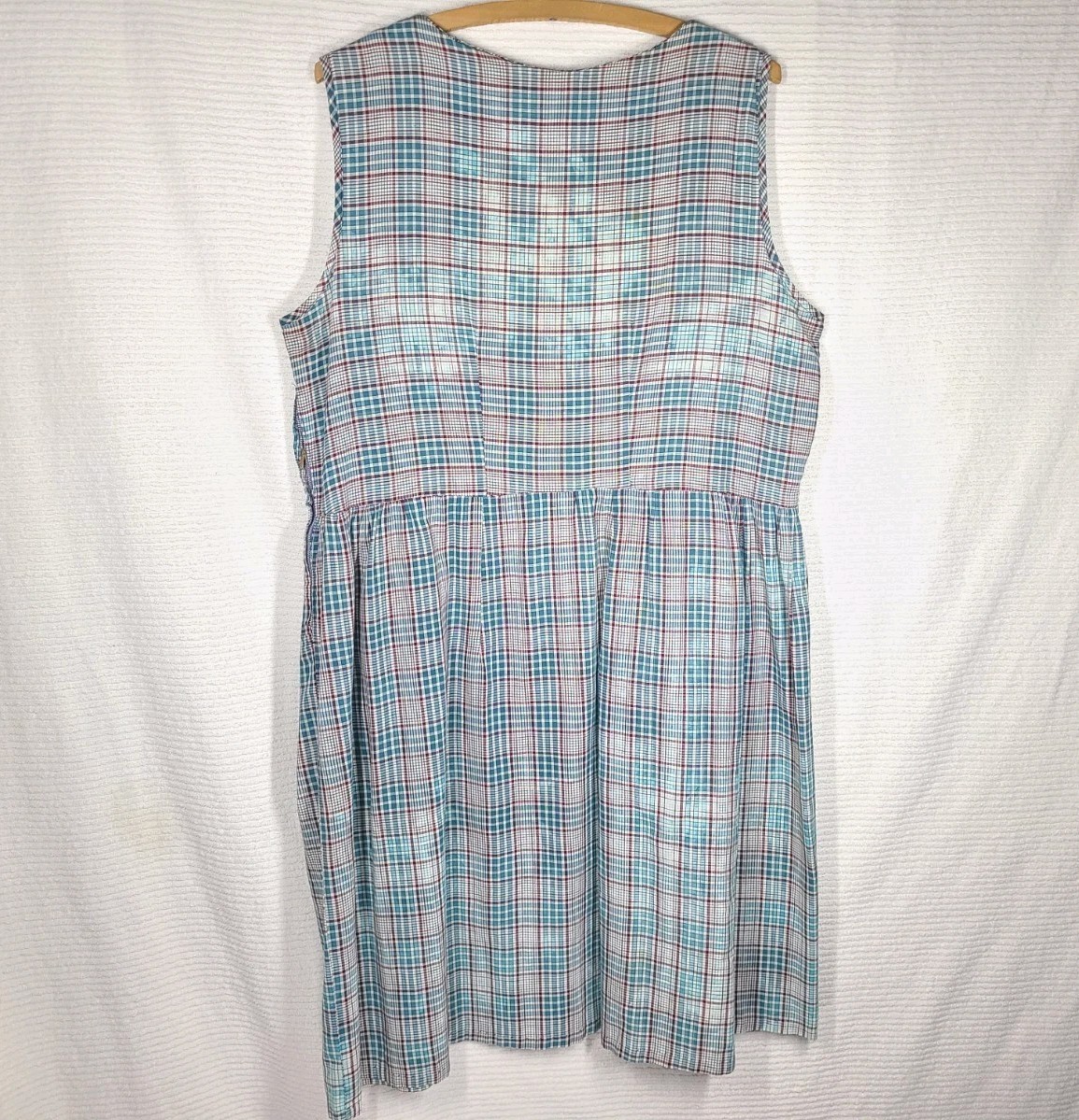Vtg 50s Country Cotton Plaid Dress Plus Size 1x 2x Metal Zip Amazing Wear Retro
