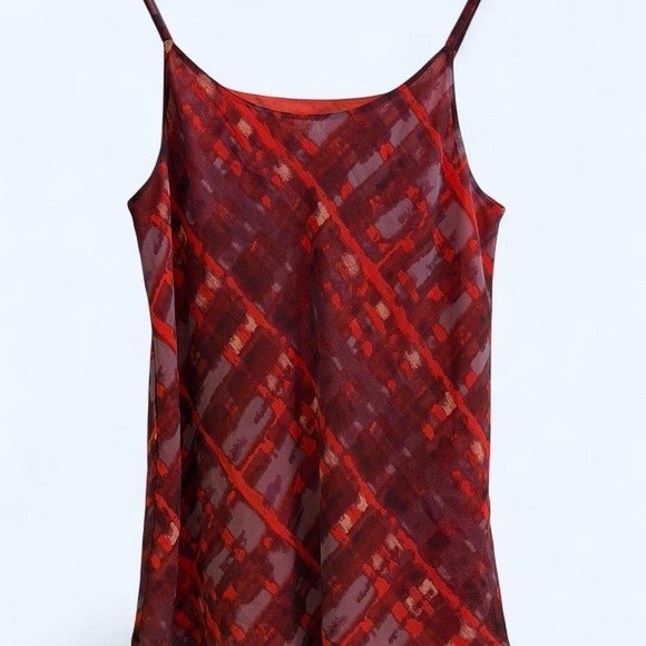 Y2K Abstract Artsy Cabi Red Burgundy Geometric Slip Cami Size L