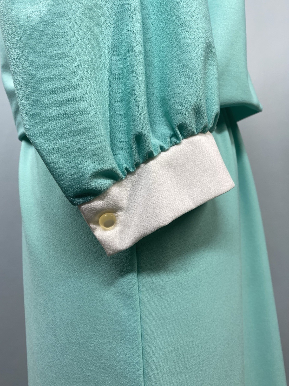 Vintage Dress JUNIORS SIZE MEDIUM teal turquoise 70s 80s Peter Pan collar