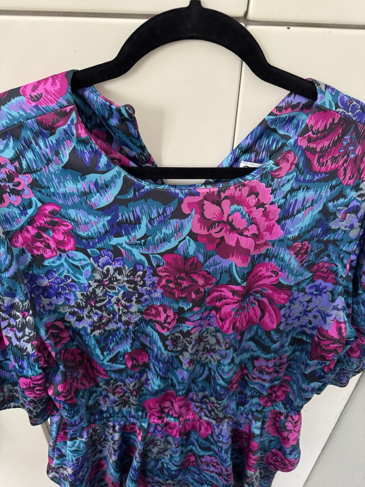 Vintage 1980s Peplum Dress Size 12 / 14 Floral Aunty Church Vibes Retro Mom Cute
