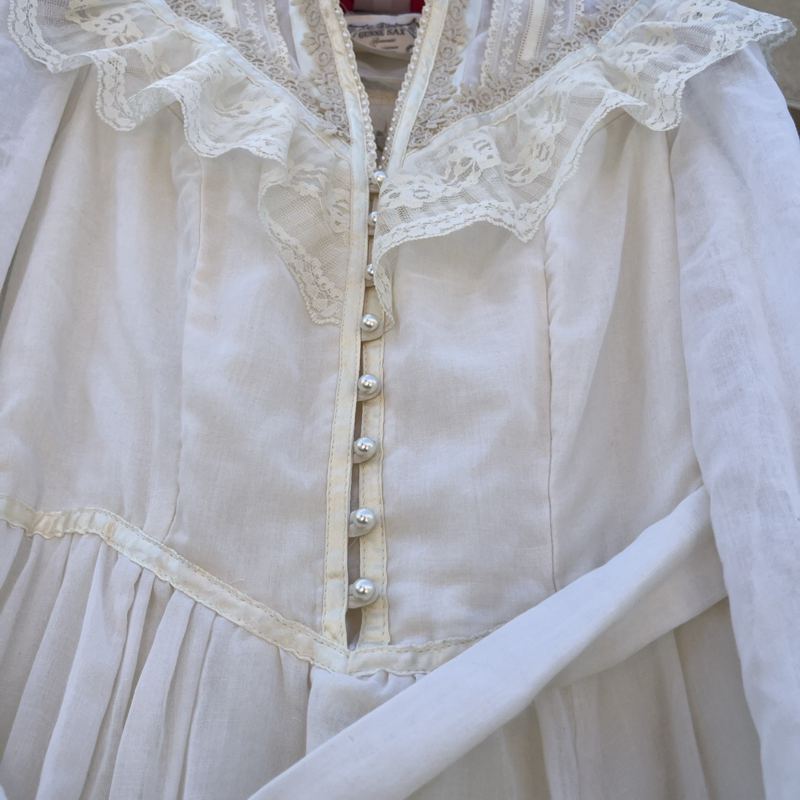 Vintage 1970s Victorian Era Prairie Style Gunne Sax Dress W/ Pearl Snaps