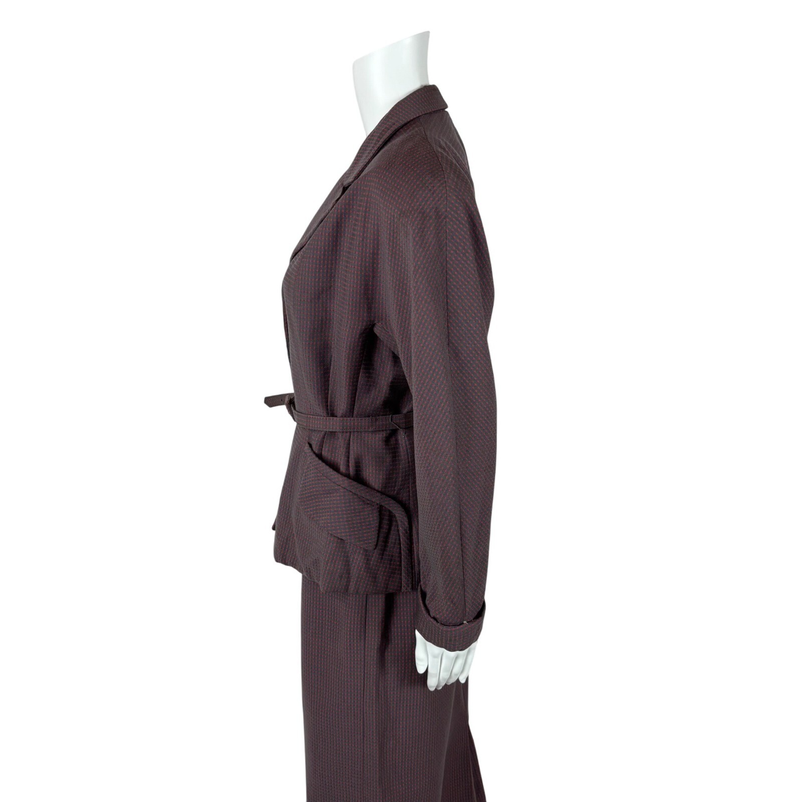 Vintage 40s Pink Suit Women’s Small Gray Checkered Fitted Jacket Skirt Set
