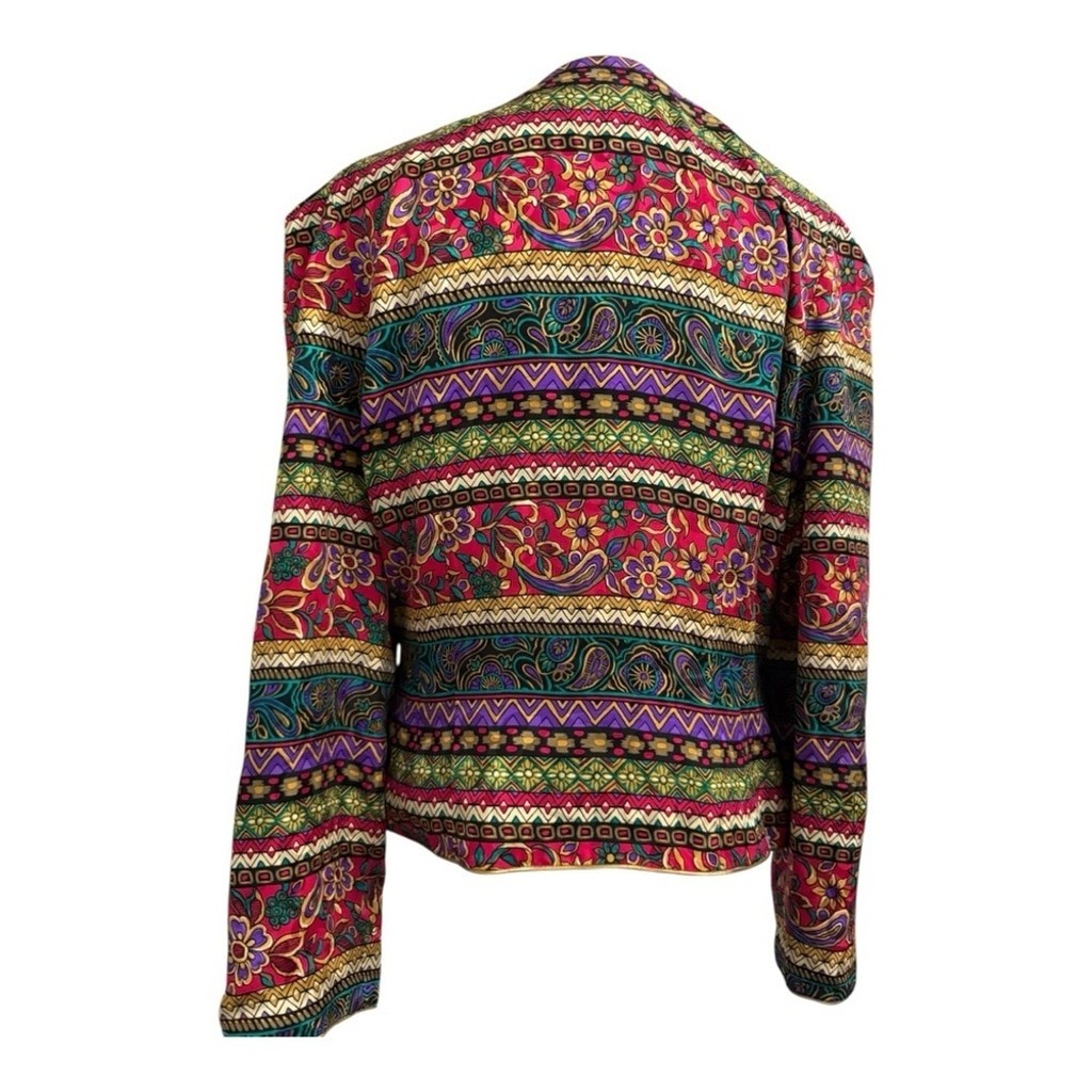 Vintage Maggie London Silk Jacket Baroque Print Blazer 80s/90s Power Dressing