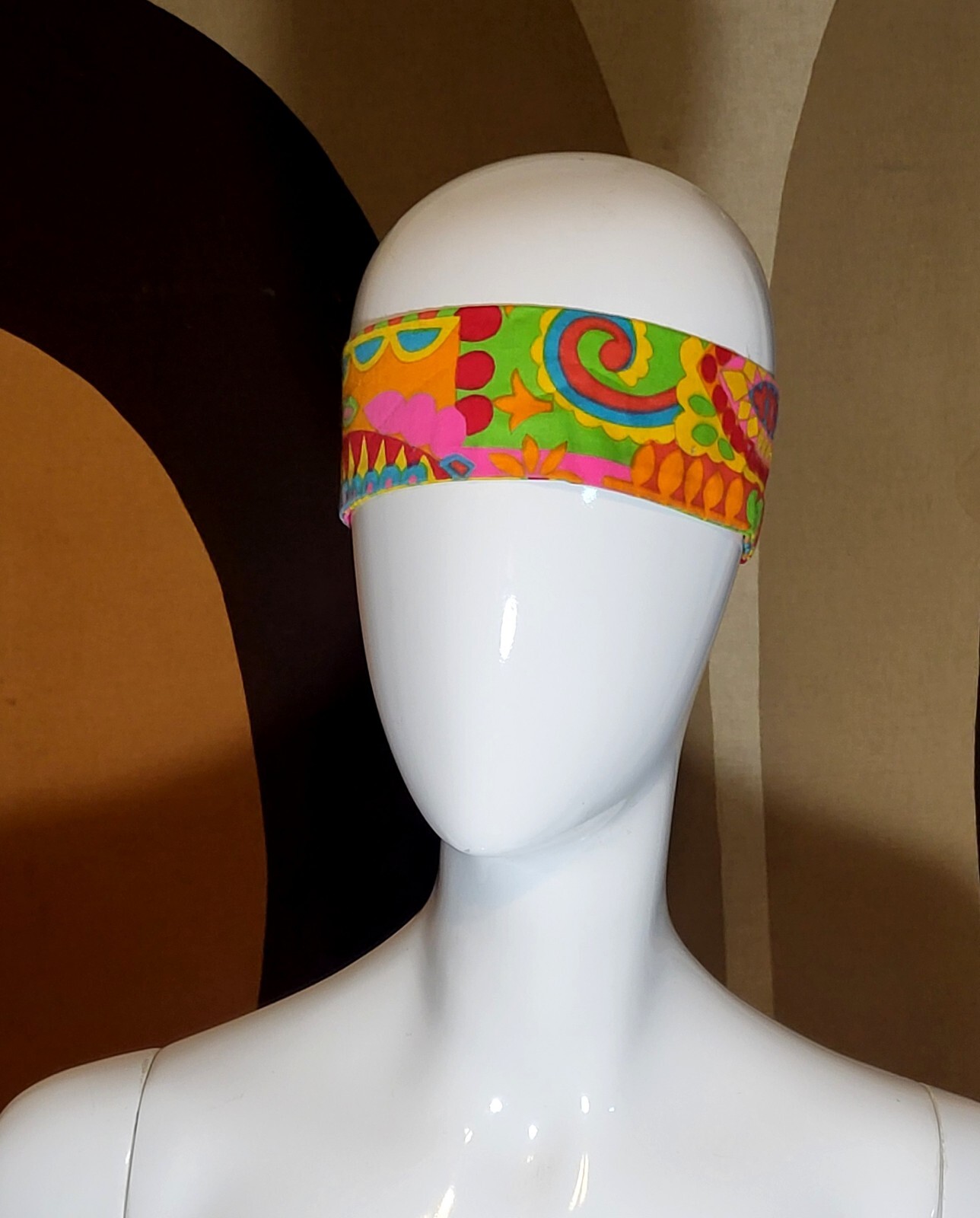 1960’s Handmade Psychedelic Print Headband Hippie Boho VTG