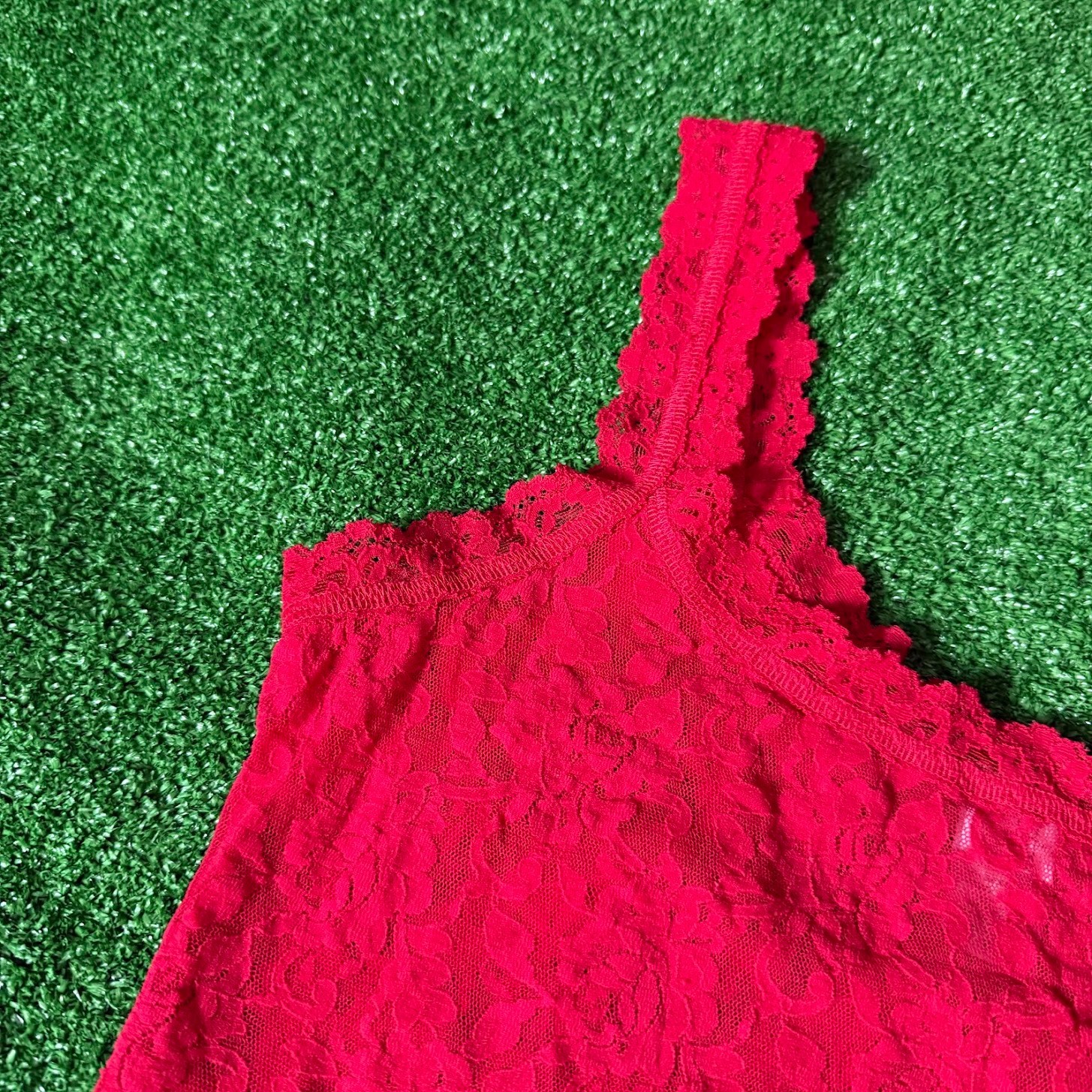 Vintage Y2K Hanky Panky Red Lace Camisole Lingerie Cami Made in USA Top Size M