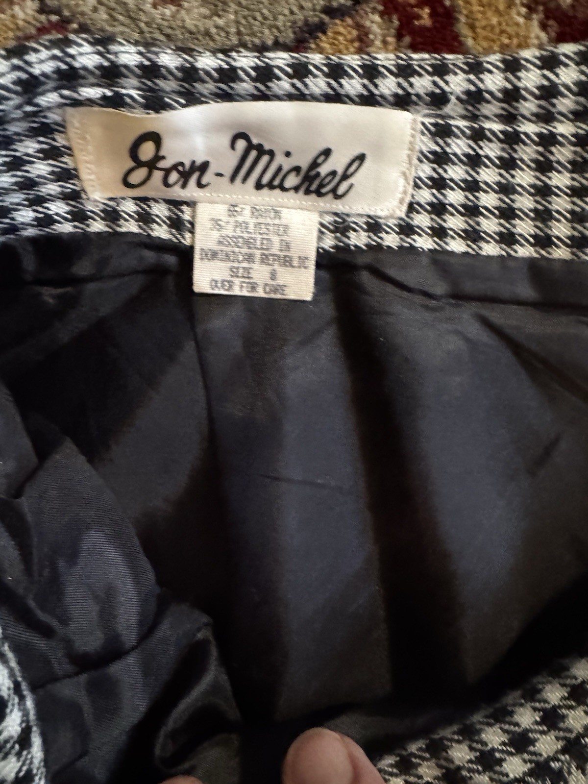 JON-MICHEL Women’s Vintage Black Gray Houndstooth School GirlTweed Lined Size 8