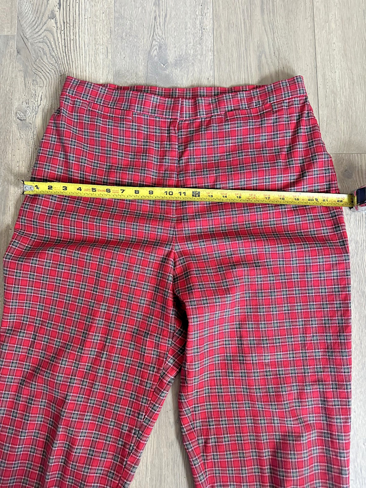 Vintage 90s Susan Bristol Sz 16 Red Plaid Cotton Classic Preppy Tartan Pants
