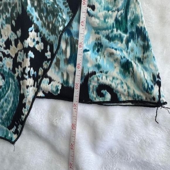 IZ Byer teal asymmetrical graphic babydoll tie back top y2k vintage fairy boho
