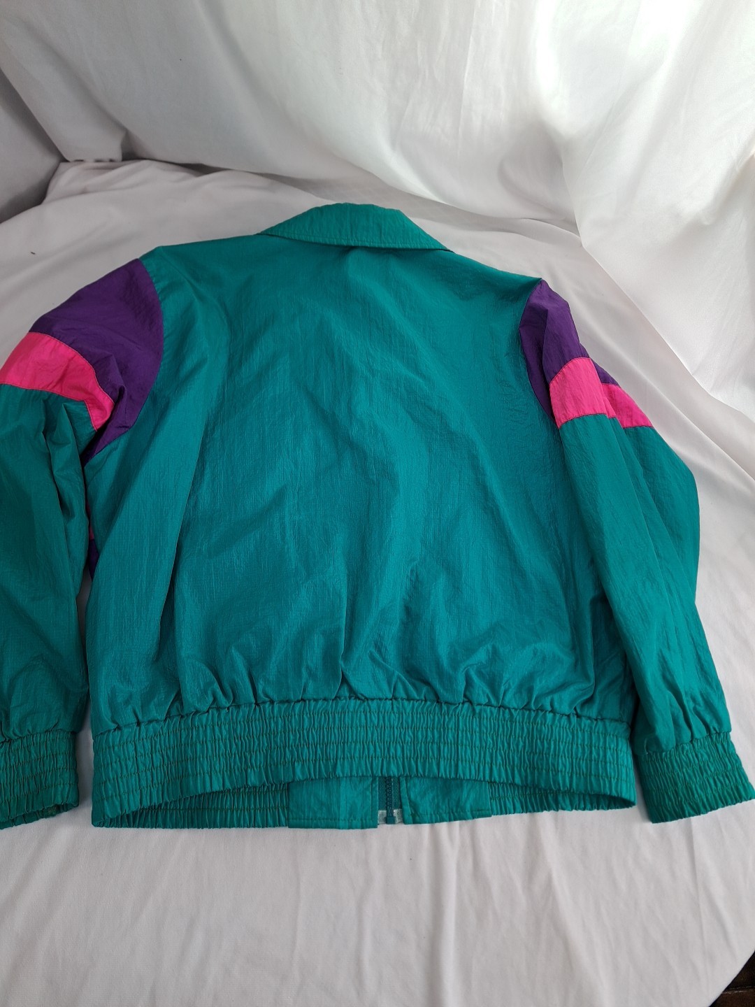 Vtg 80s 90s Womens Arcticwear Cat Teal Geometric Large Colorful Colorblock Pink