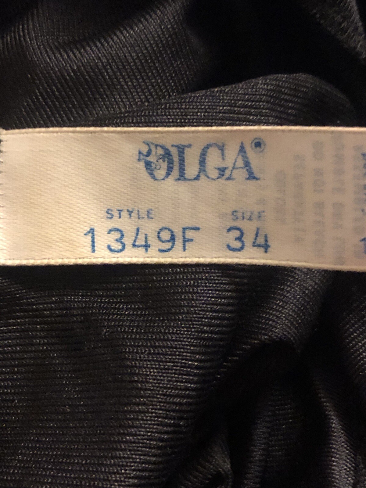 Olga 1349F Black Size 34 (29″) Full Slip Nightgown Lace Trim Bust Nylon Vintage