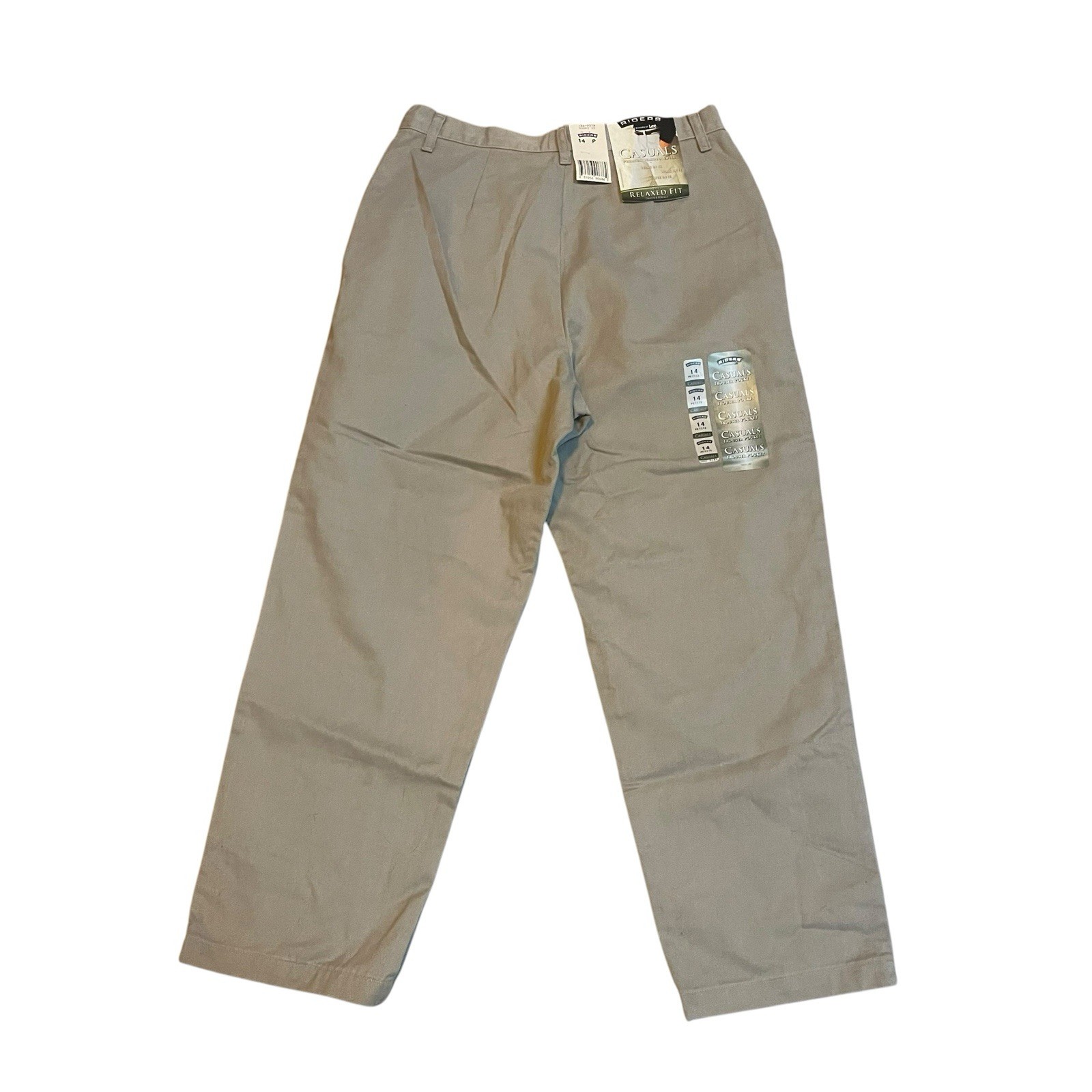 Vintage RIDERS by LEE Jeans Casuals Relaxed Fit Pleated Khaki 80s 90s Womens 14P