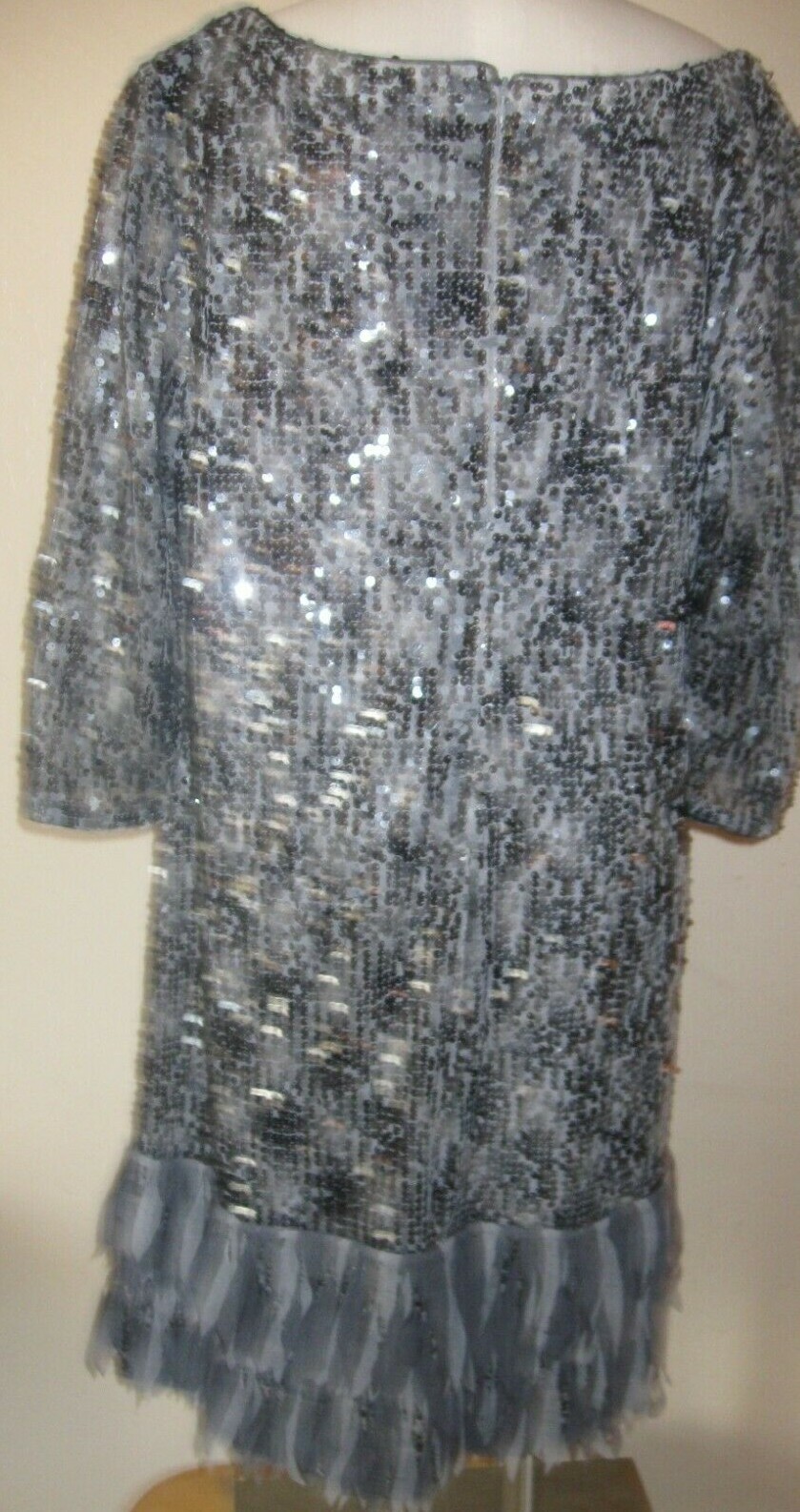 Vintage Silver Sequin Dress Ignite Evening wispy Sparkle Glitzy Dance Dressy 24W