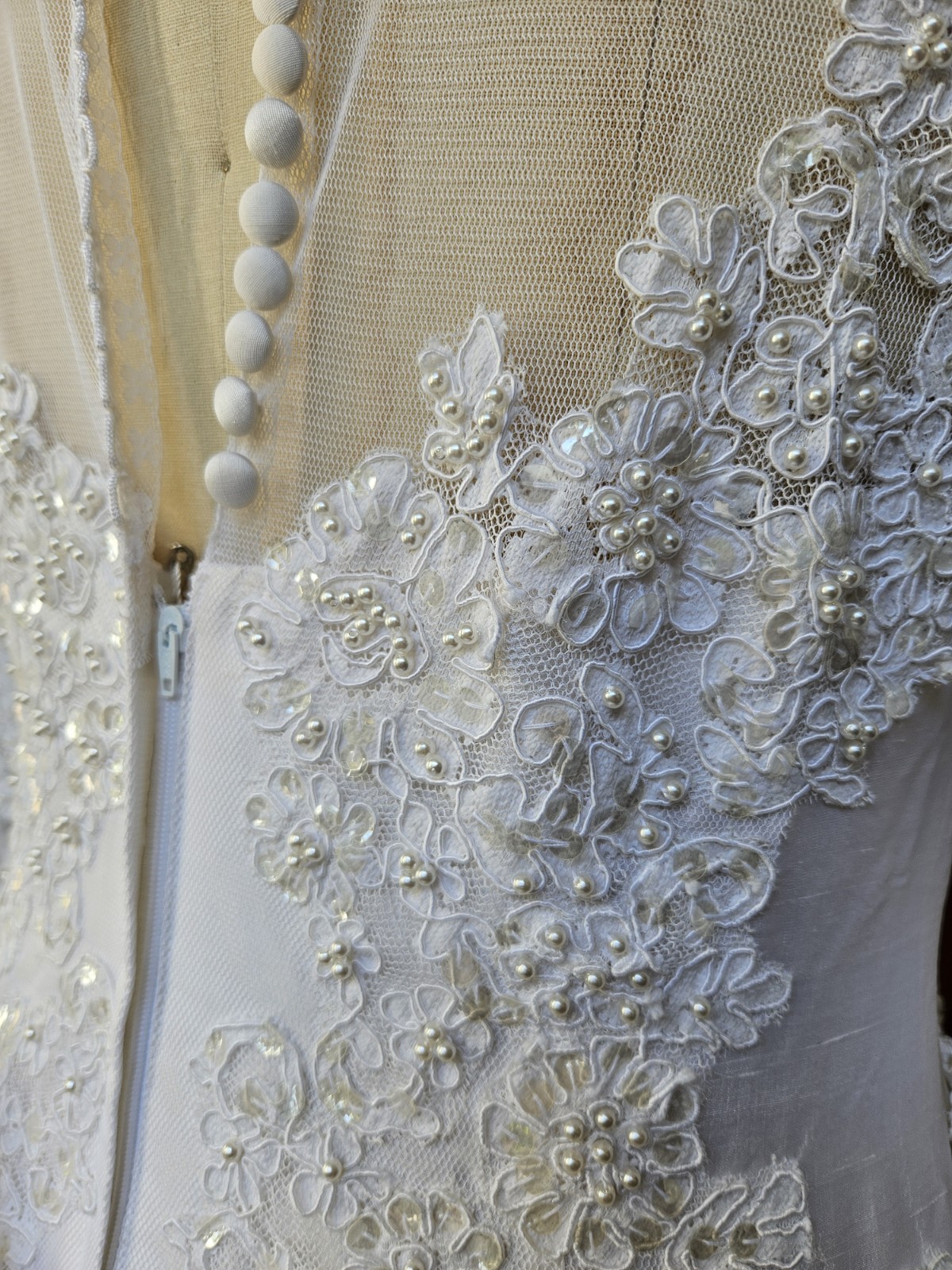 Vintage 90s Wedding Dress Princess Ballgown Basque Waist Silk Dupioni Size 10