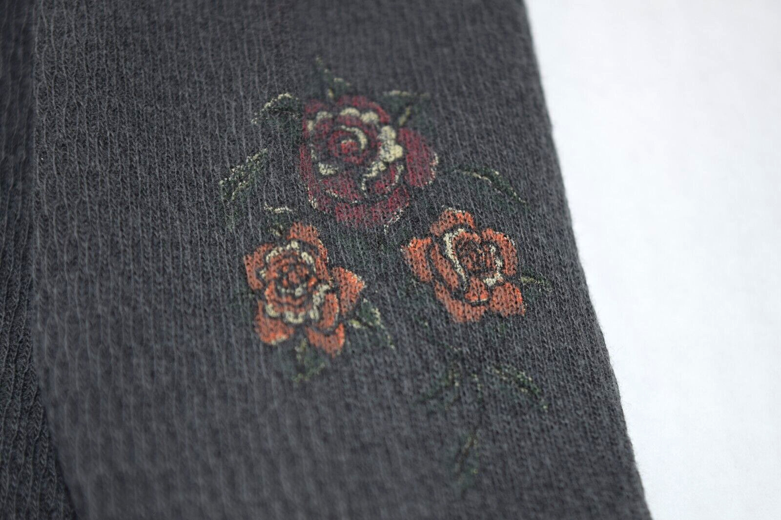 Vintage Thermal T-Shirt Lucky Peace Size S 80s 90s Wildcat & Roses Waffle Weave