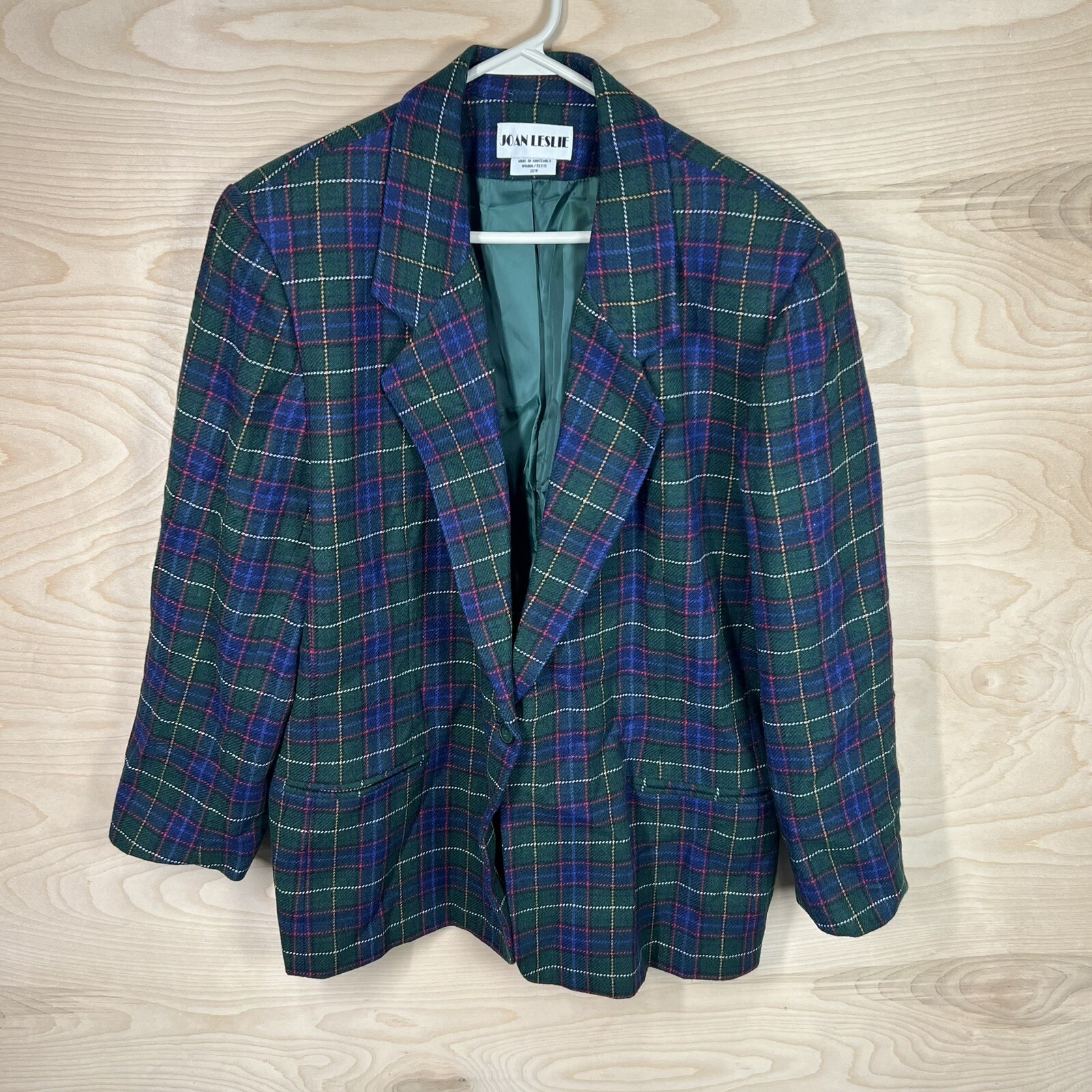 VTG Joan LESLIE Plaid Jacket Blazer Womens 20W & Skirt Set 24w