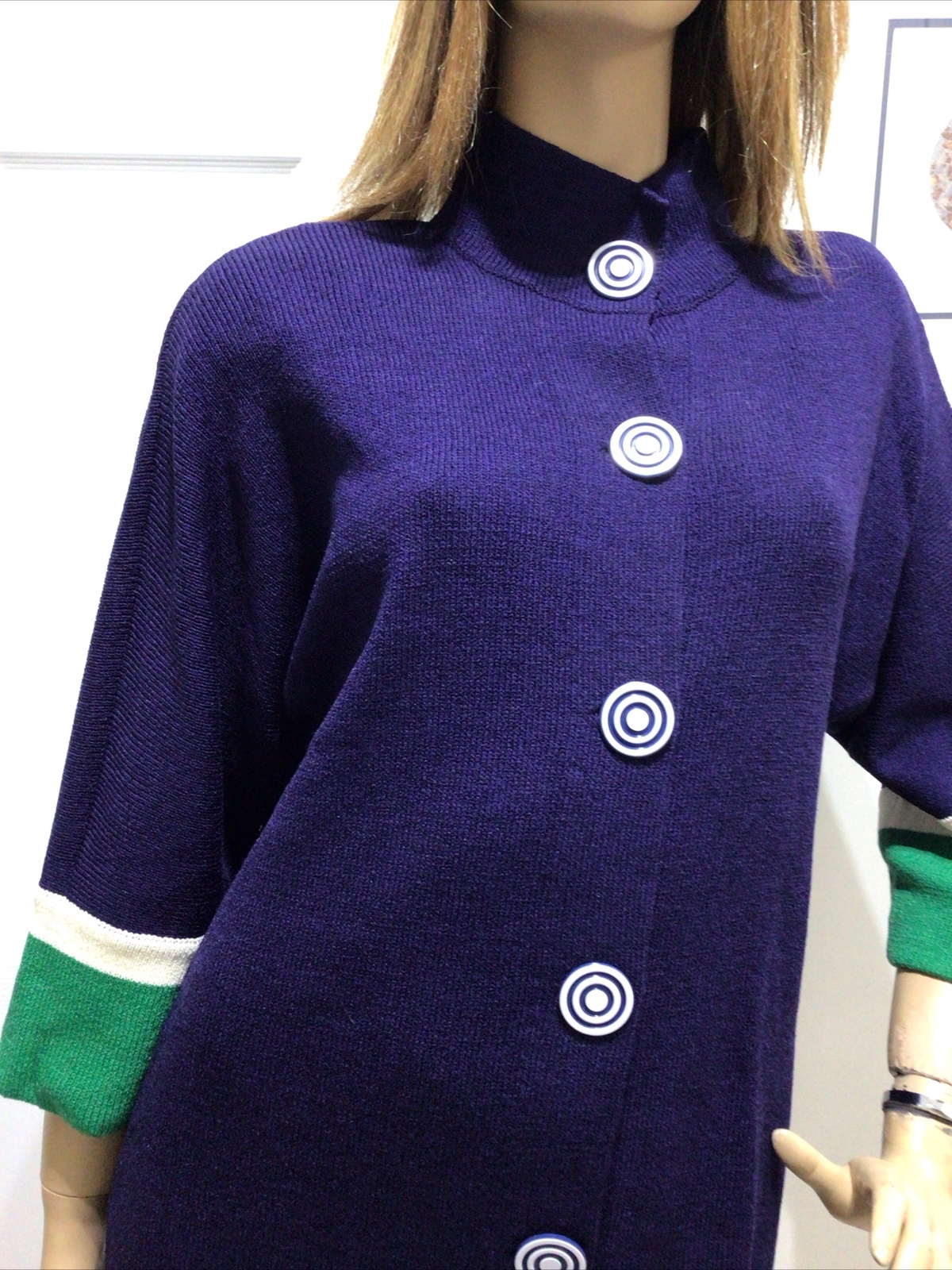 THE MICHAEL COLLECTION SANTANA KNOT DRESS SIZE MEDIUM VINTAGE NAVY GREEN