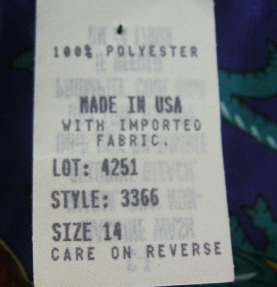 Pykettes Vintage Blouse Size 14 Purple Red Green Long Sleeve Hidden Button Front