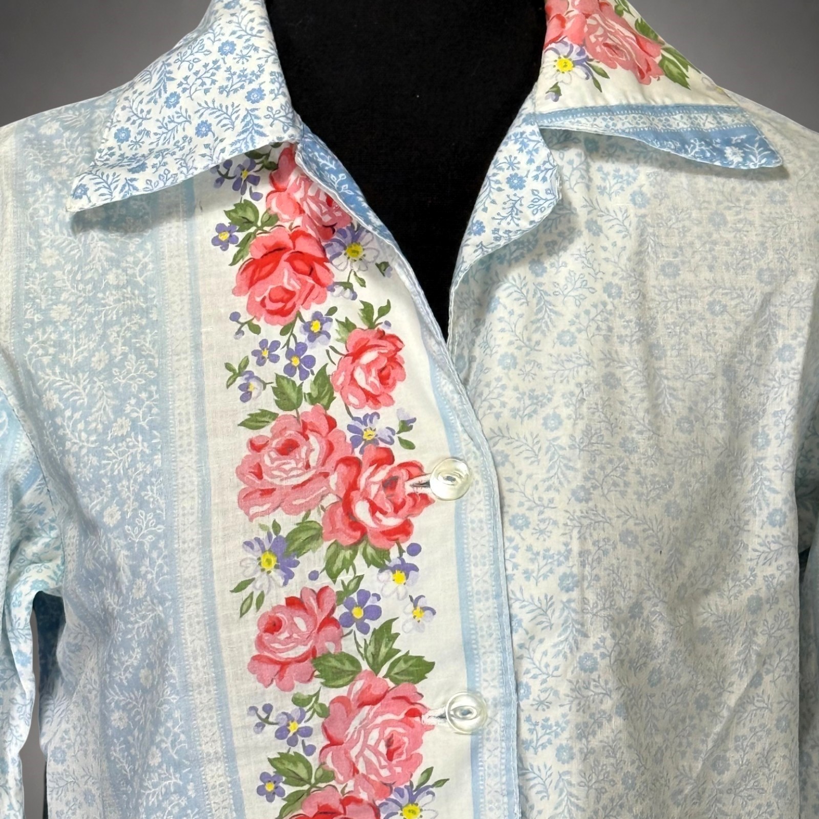 Vintage 1970s Handmade 3 Pc Denim Pant Suit Floral Boho Prairie Women’s Set