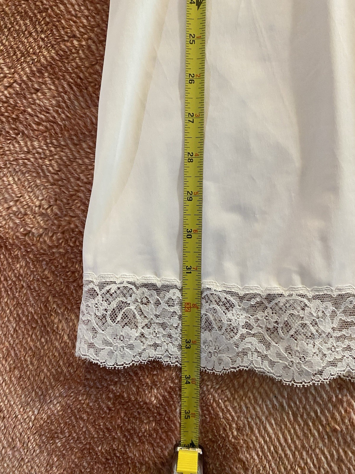 Vanity Fair Vintage Lace Bodice Ivory Mini Slip Dress Size 34 Small VGC