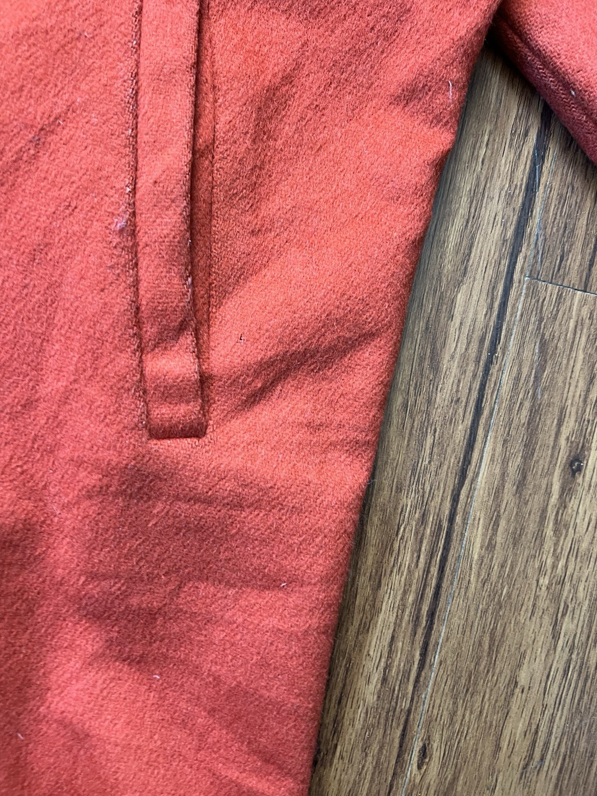 Vintage 60s 70s Wool Blend Coat Jacket Orange Yellow Trim Mod Hippie FLAWS READ