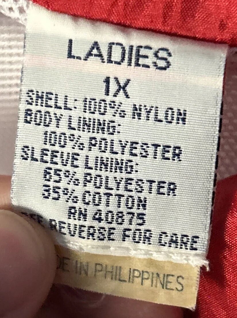 Vintage USA Olympics Full Zip Nylon Windbreaker Jacket Ladies Size 1X