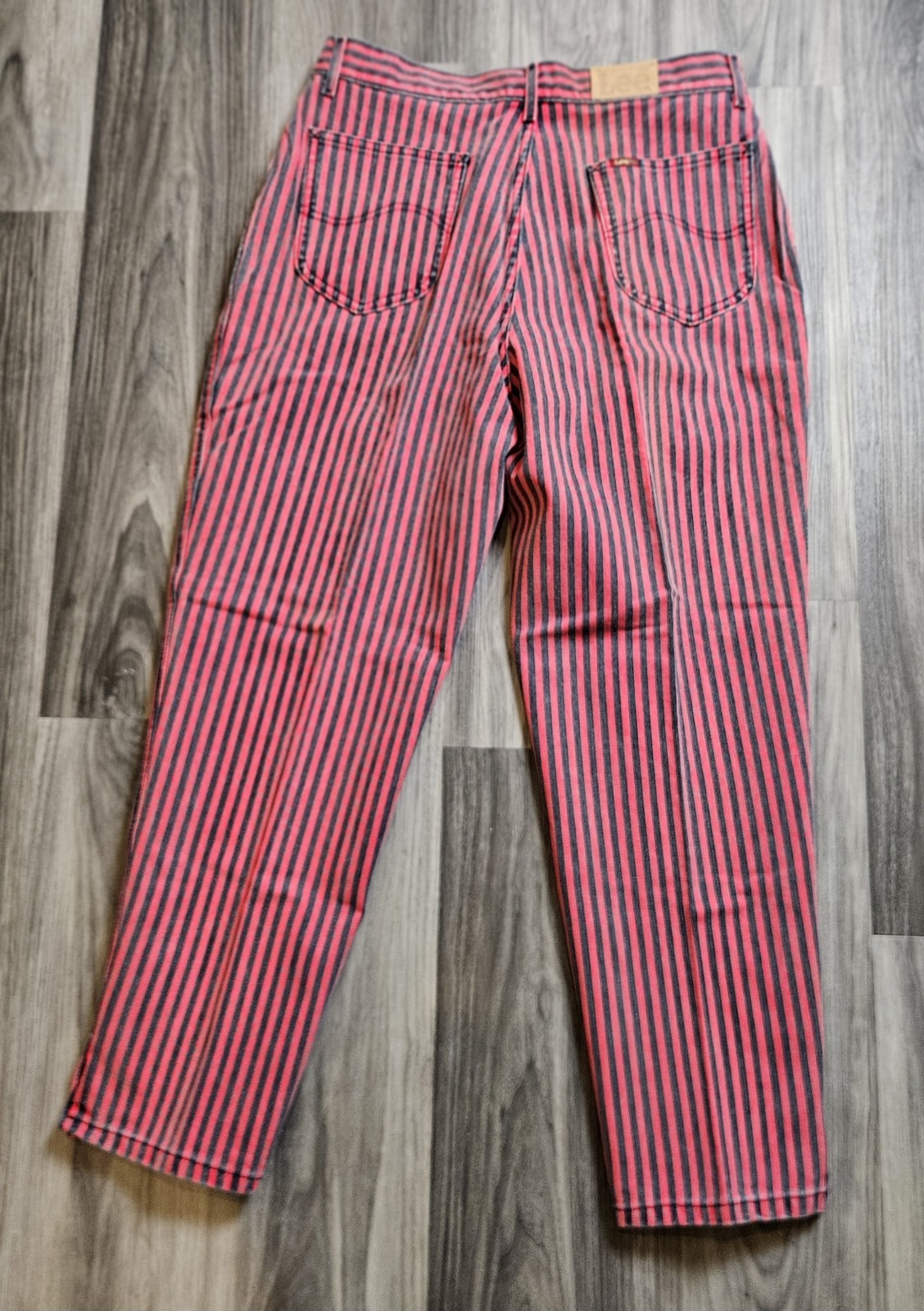 NOS 80s/90s Lee Red&Black Hickory Railroad Striped Women’s Jeans 32×27.5 VTG