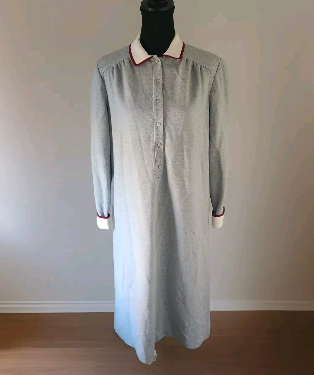 Vintage 1960s LF Petites Leslie Fay womens collared dress long sleeve size M