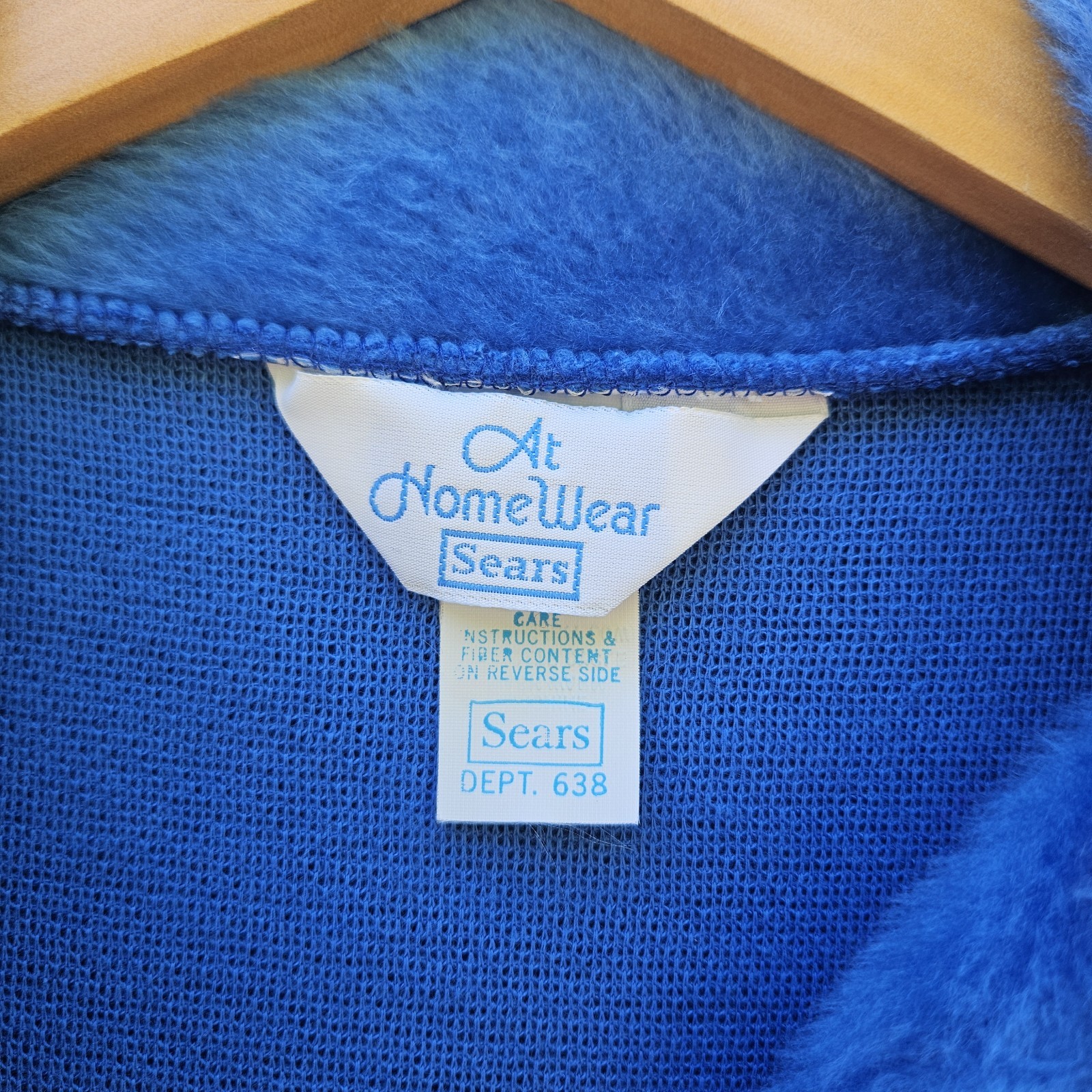 Vtg 1970s Sears At HomeWear 1/2 Zip Robe Womens XSP 4/6 Fuzzy Plush Blue Glam