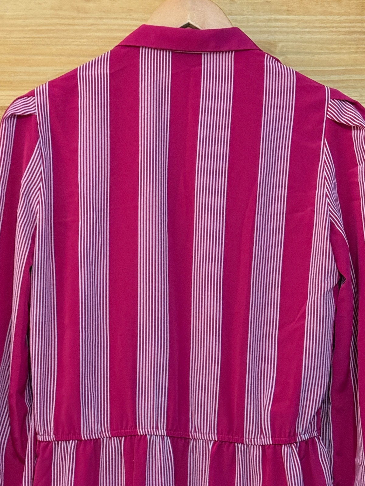 Vtg 80s Diane Von Furstenberg Tailored Pink Striped Midi Shirt Dress size 6