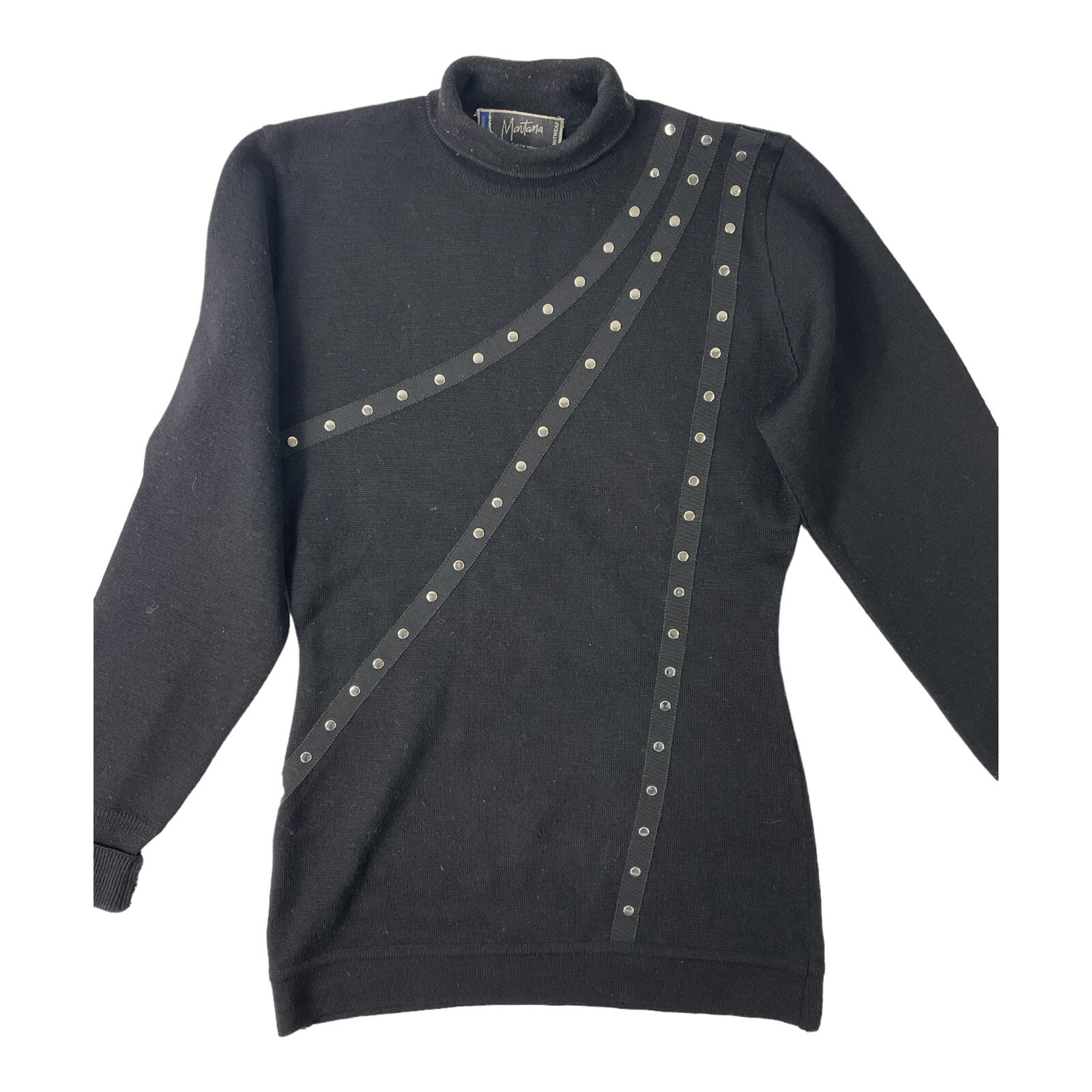 Vintage 1980’s Claude Montana KNITWEAR Womans Sweater-Black 100% Wool Size 42