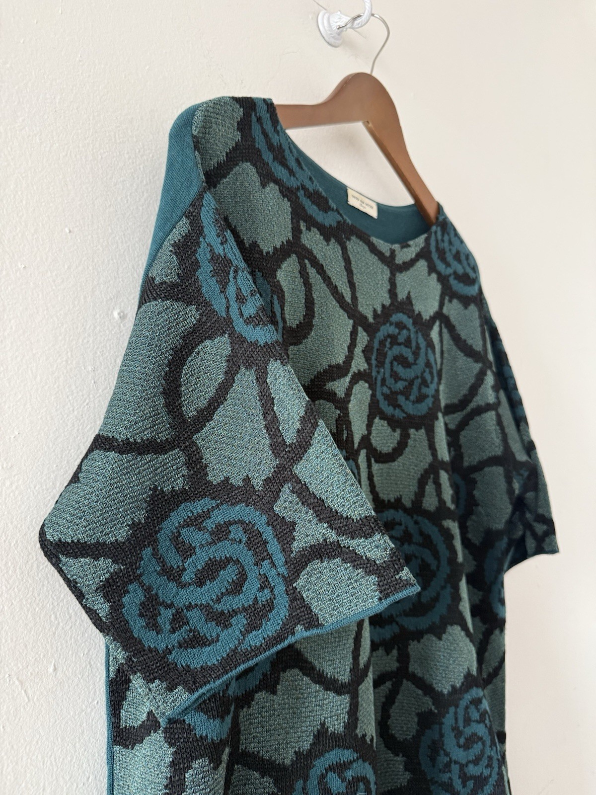 Vintage Dries Van Noten Rose Jacquard Knit Oversized Sweater/Tunic Avant Garde