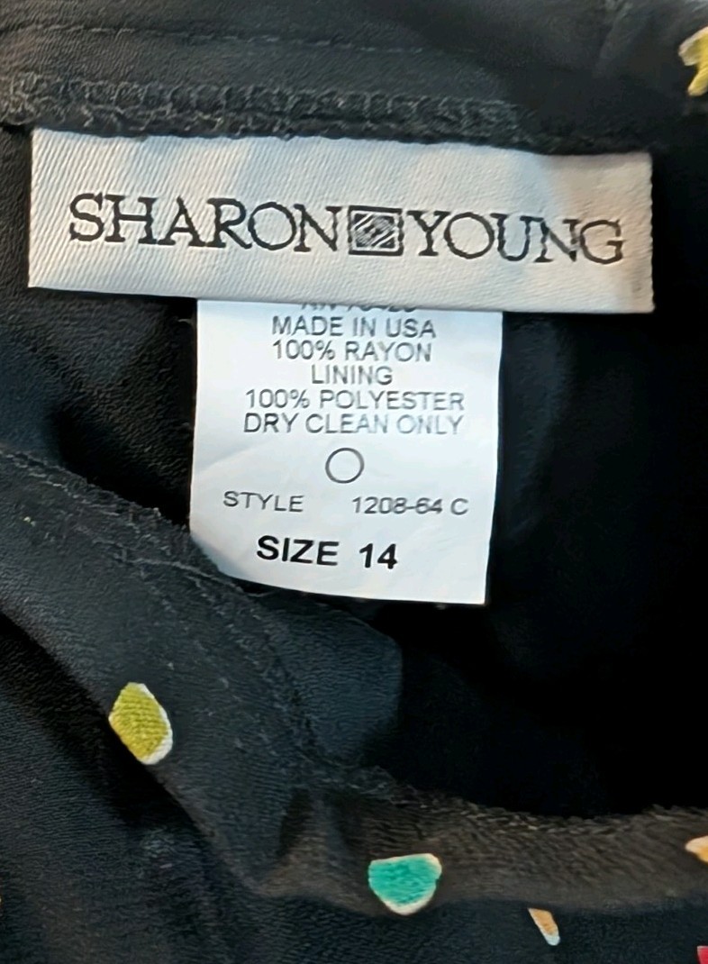 Vintage Sharon Young Maxi Skirt MSize 14 Black w/ colorful Mex accents Dancing