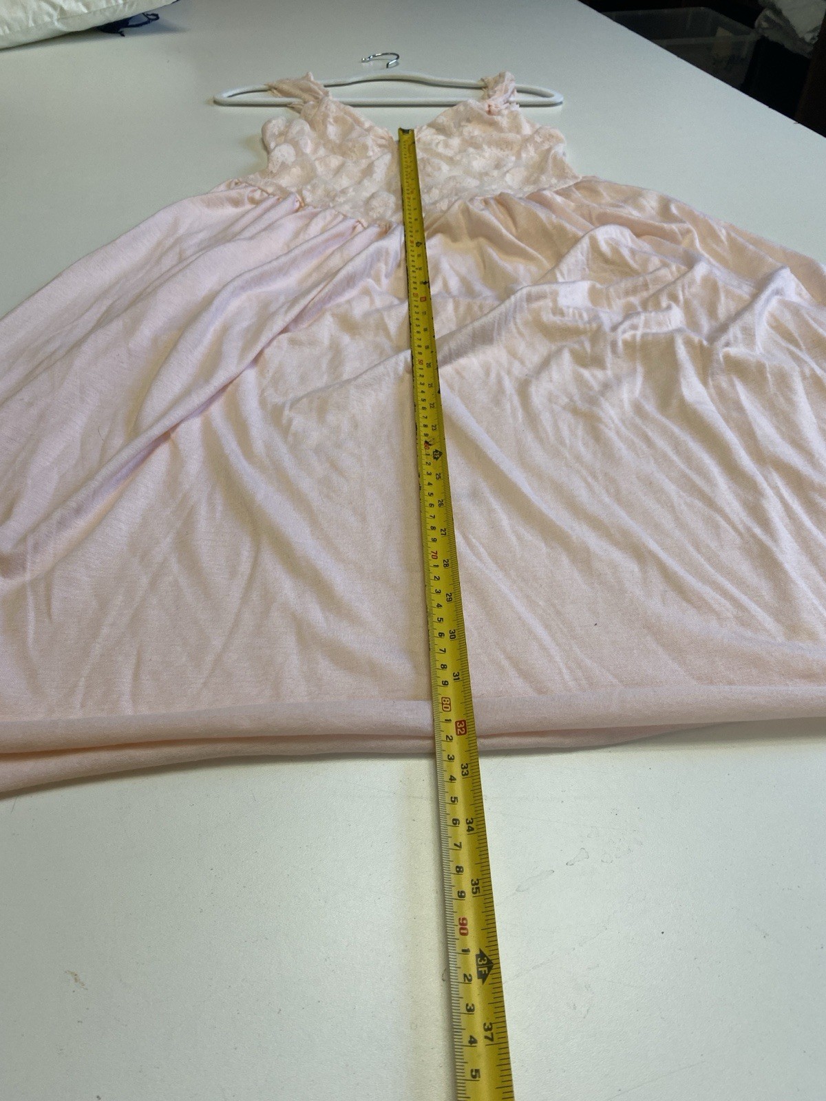 Vintage 80s Victoria Secret Gold Crown L Stretch Lace Bodice Nightgown Pink