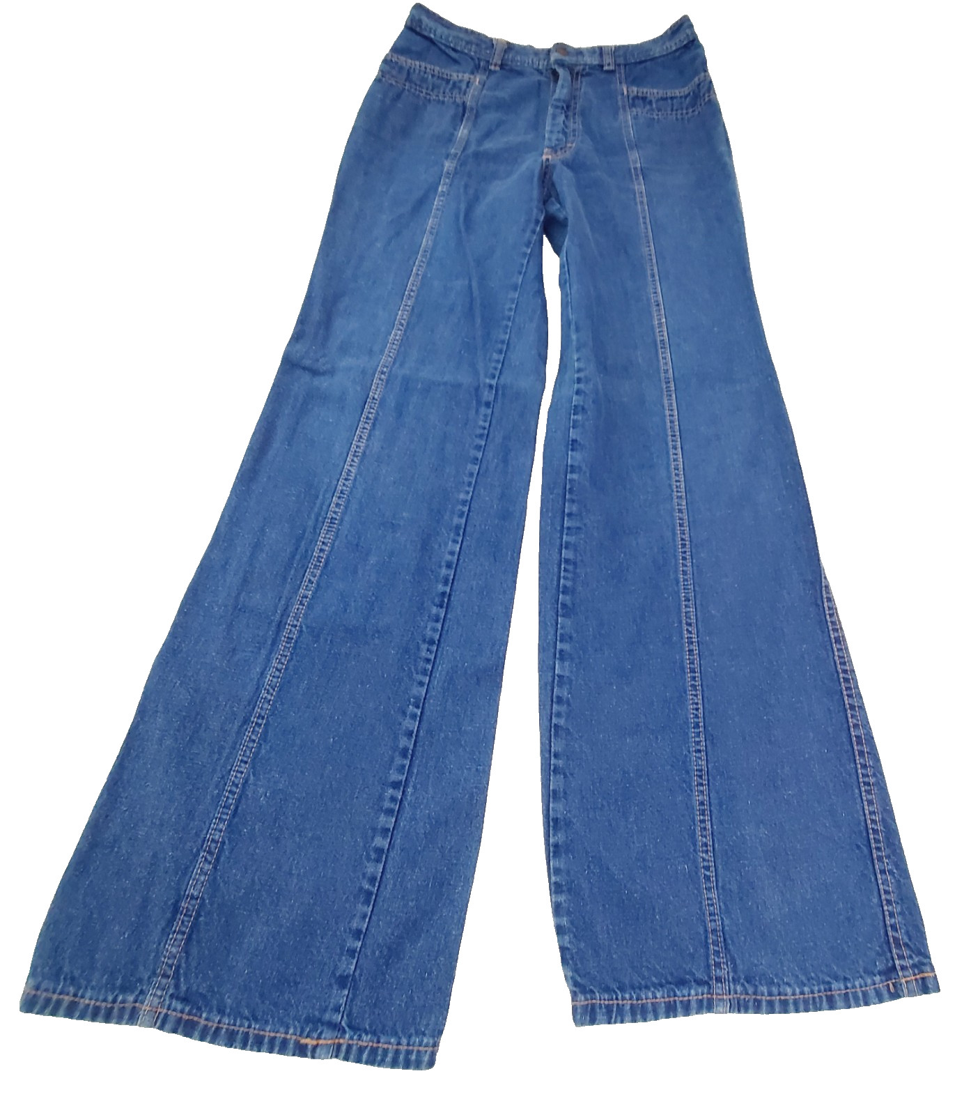Vintage Male Slacks Jean 28×31 10” Bell Bottom Flare Leg Blue Women’s Pant 60s