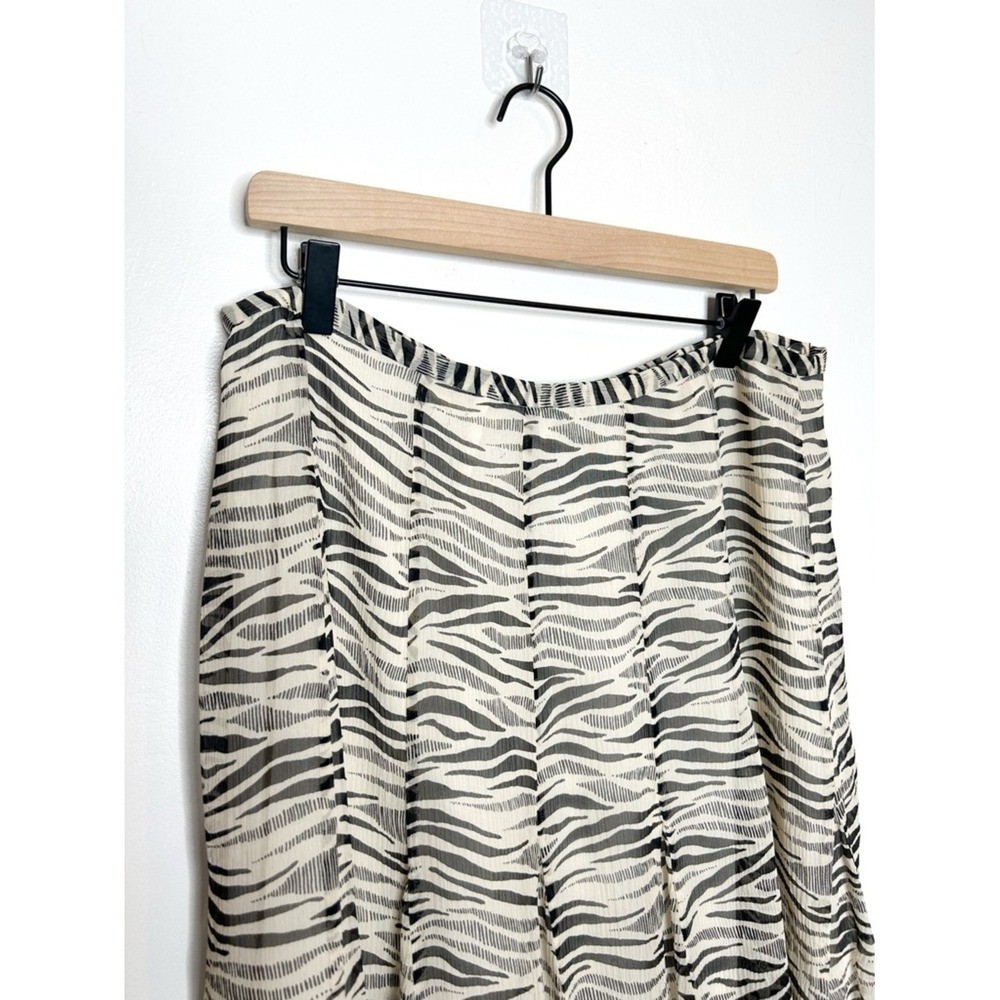 Vintage Valerie Stevens 100% Silk Zebra Animal Print Flowy Midi Skirt 14