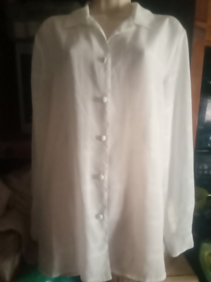Vintage LIZ BAKER White Sheer Stripes Blouse Size 12