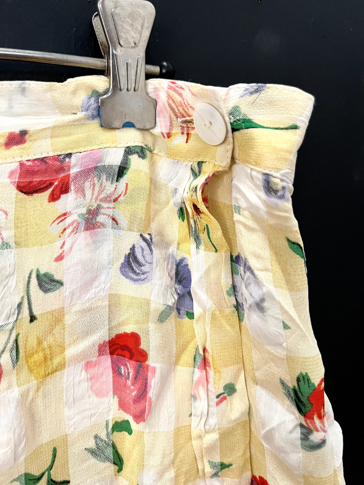 Vintage Australian 1980s MIXIT Wrap Midi Skirt Yellow Floral Plaid AU 14