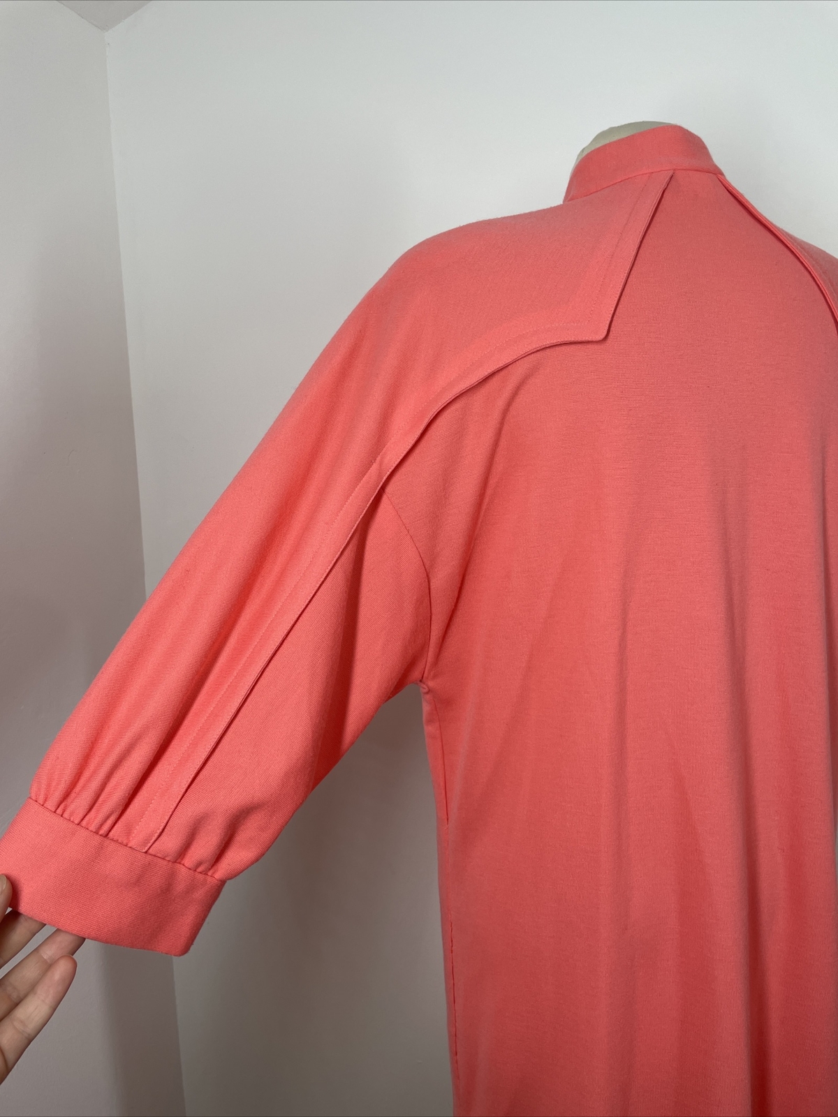 Vtg 60s Schrader Sport M/L 42″ Chest Coral Pink Orange Knit Dress