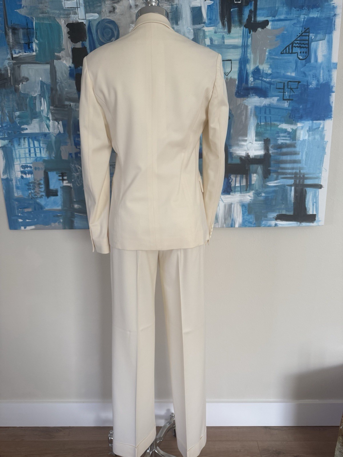 Nicole Farhi Vintage 90’s Womens Cream Wool Pant Suit UK Size 10 US Size 6