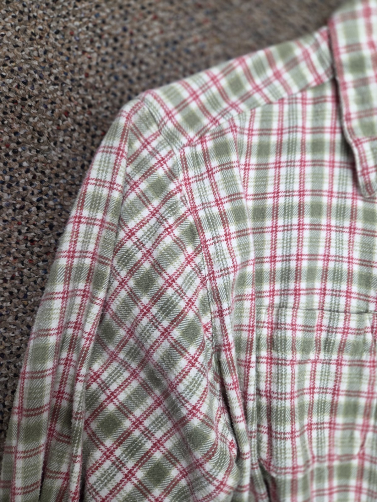 Vintage Woolrich Womens Extra Large XL Plaid Green Red Flannel Long Sleeve Shirt