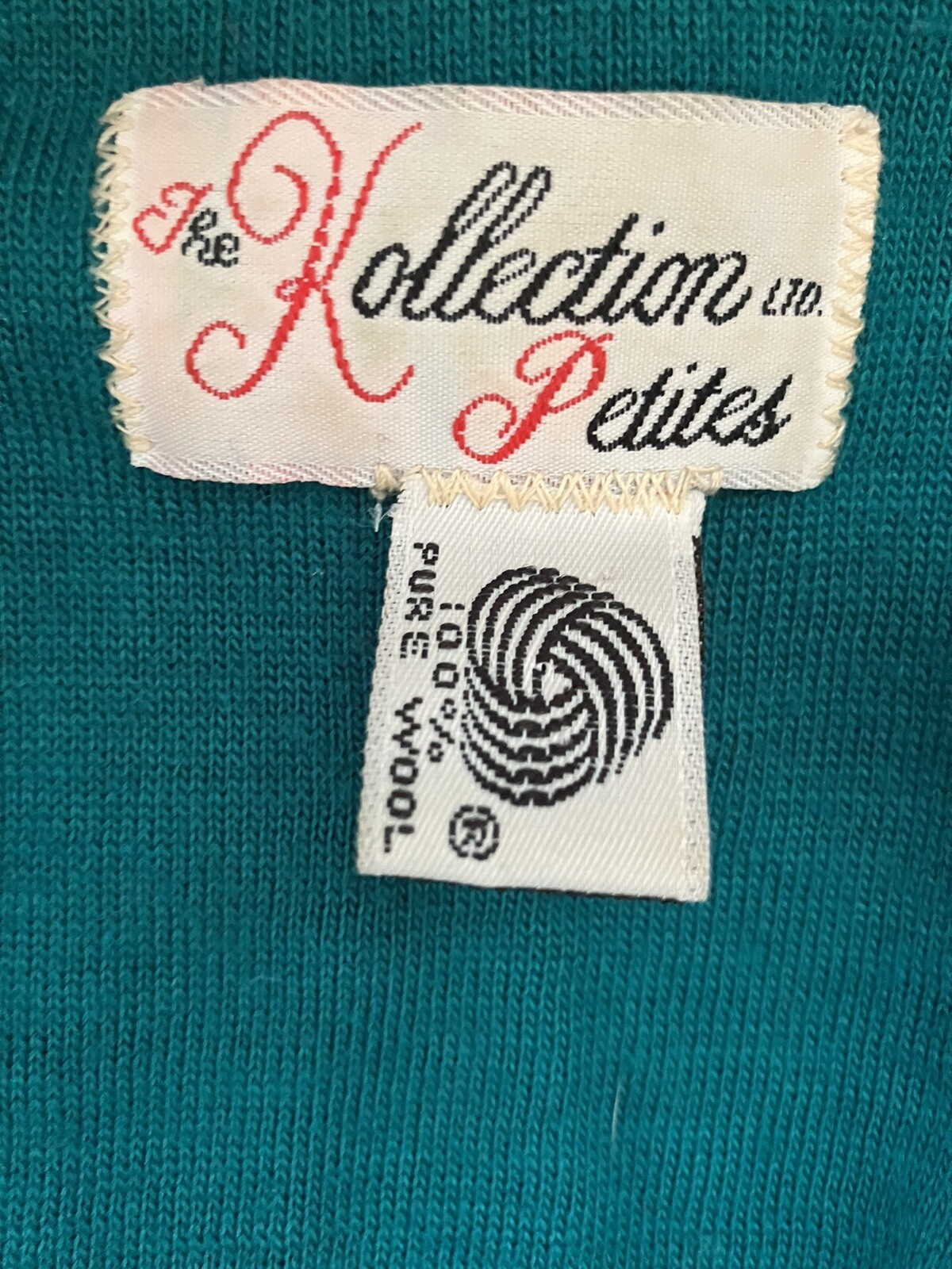 Vintage 60s ILGWU Kollection Ltd. Petites Teal Green Wool Swing Dress Pockets S
