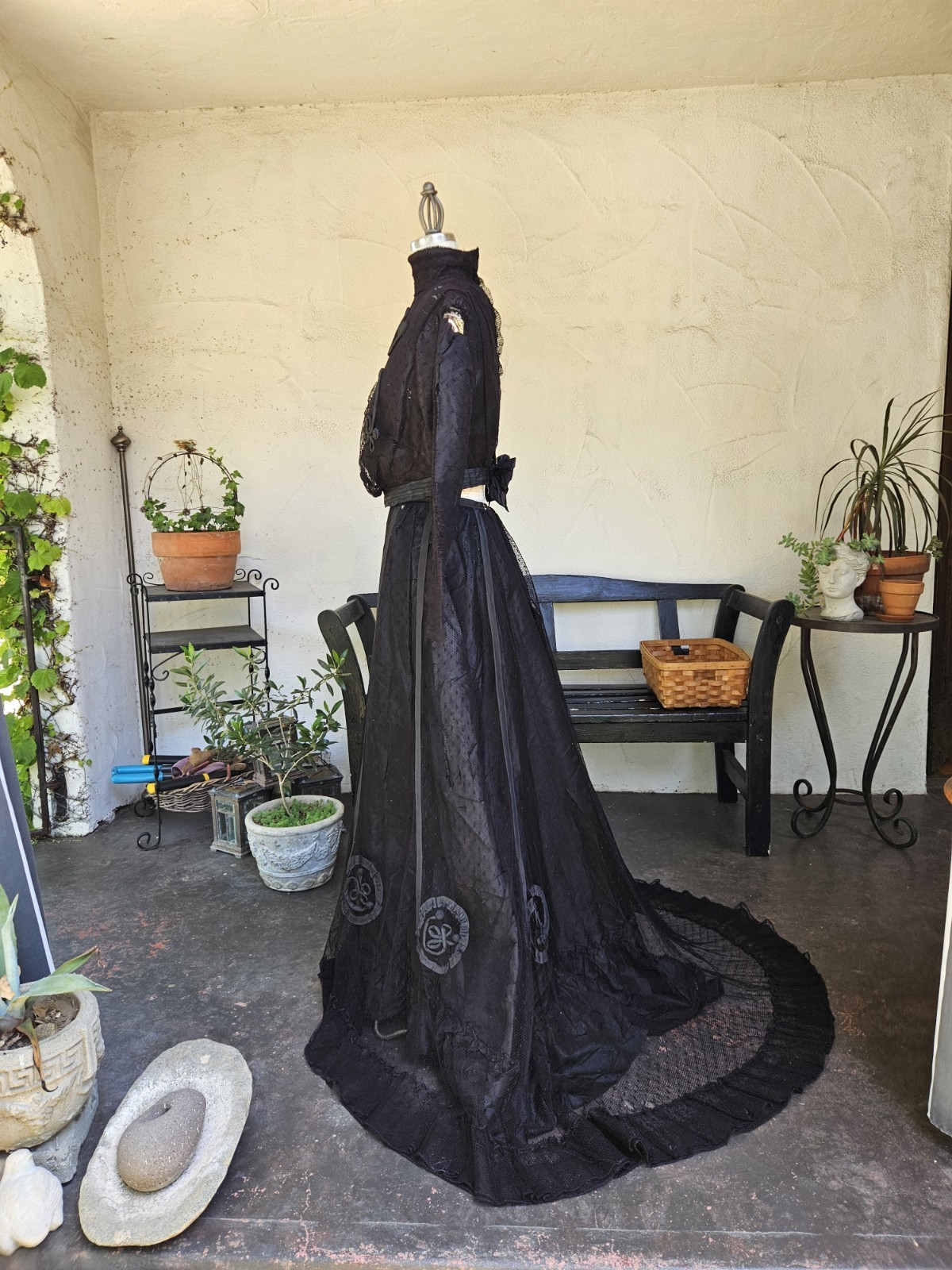 Haunted Antique 1800s Victorian Mourning Dress 2 Piece Black 19th Century Size M
