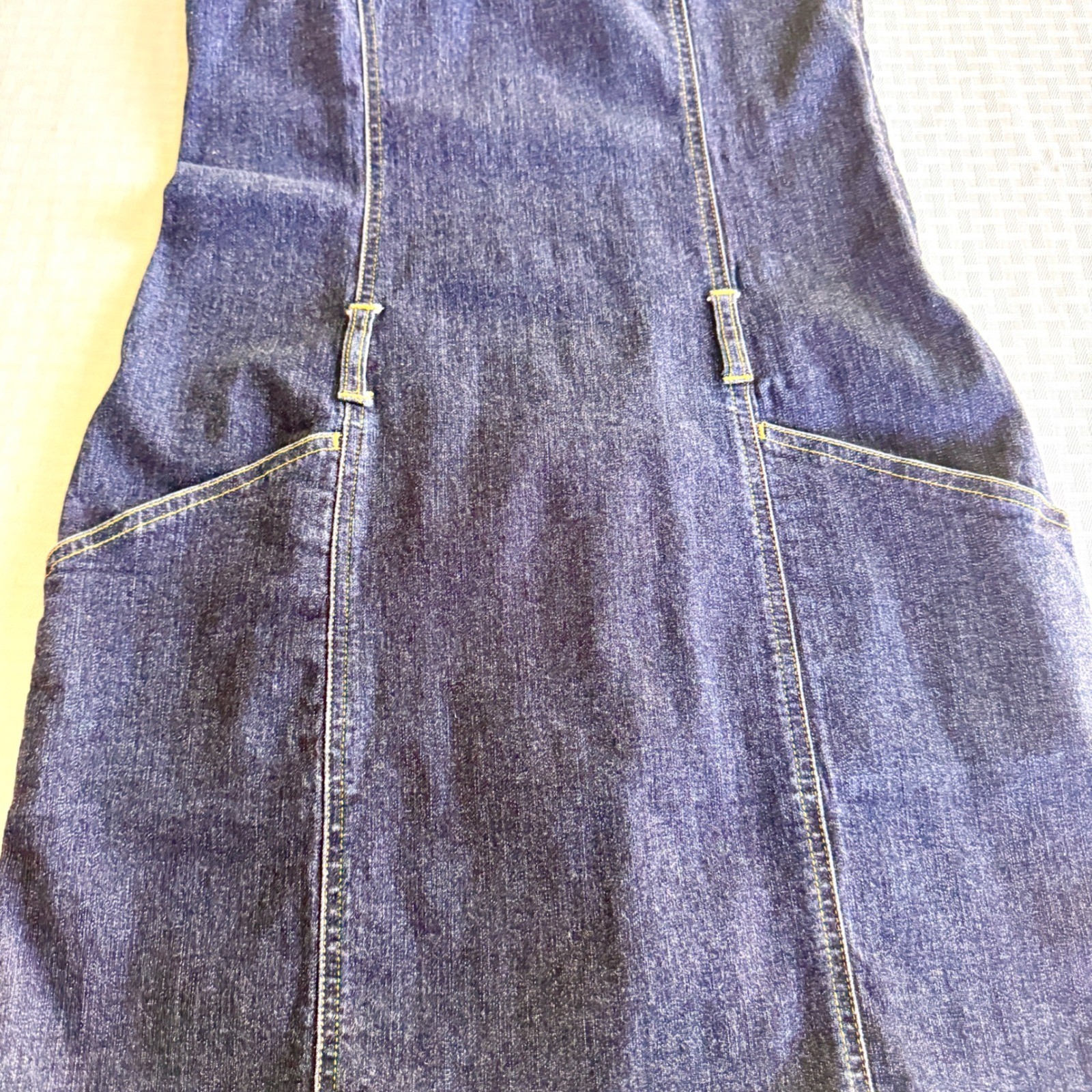 Tommy Jeans Vintage 90s Denim Halter Mini Dress Dark Wash Indigo Womens Medium