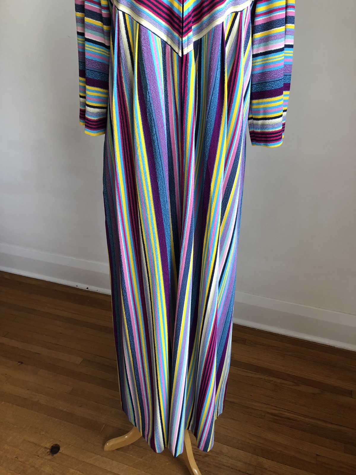 STUNNING VTG NWOT DELA-ANN Loungewear Striped Terrycloth Housedress Caftan M/L