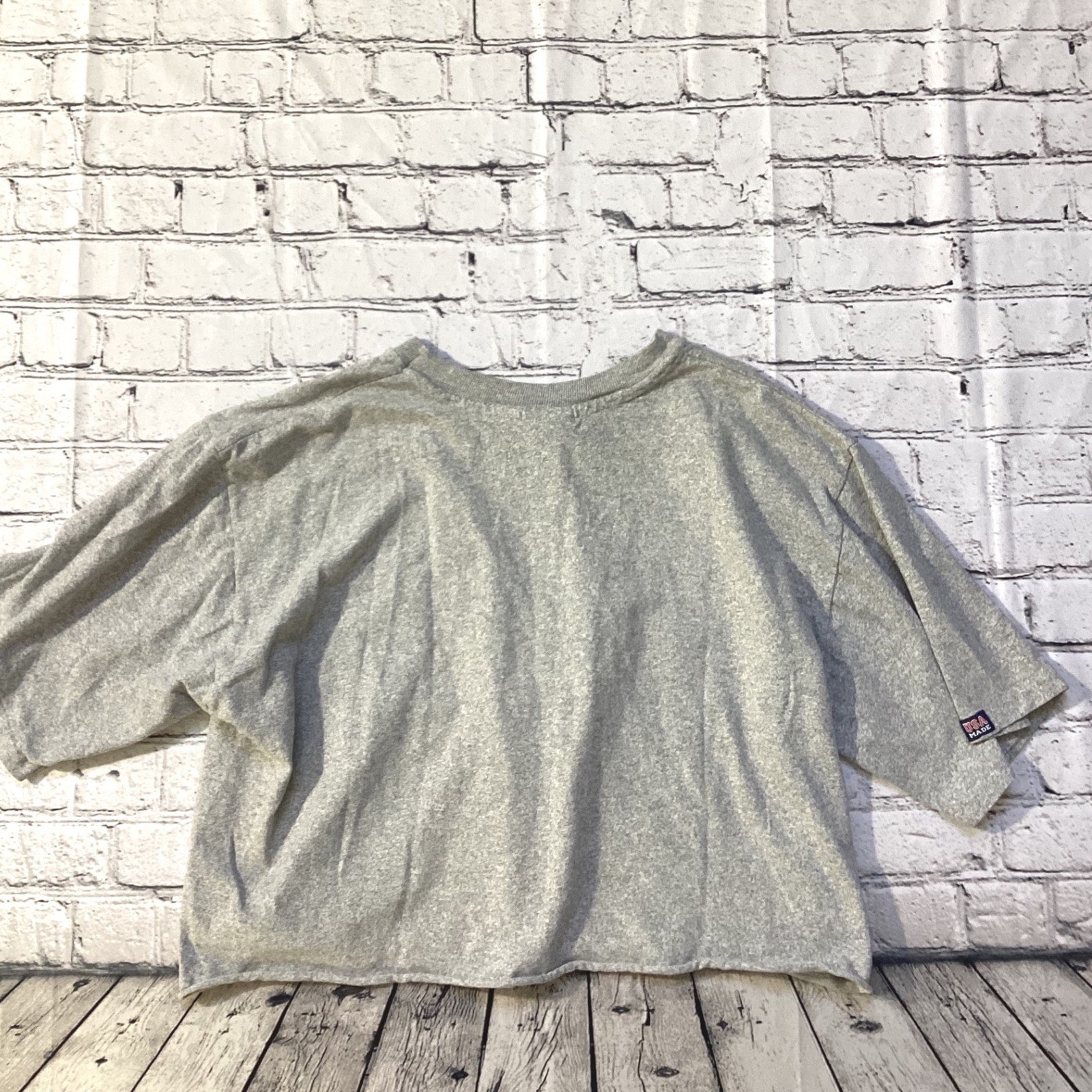 Vintage Cotton Exchange Navy Football Cropped Zipper T-Shirt Gray 90s USA XL