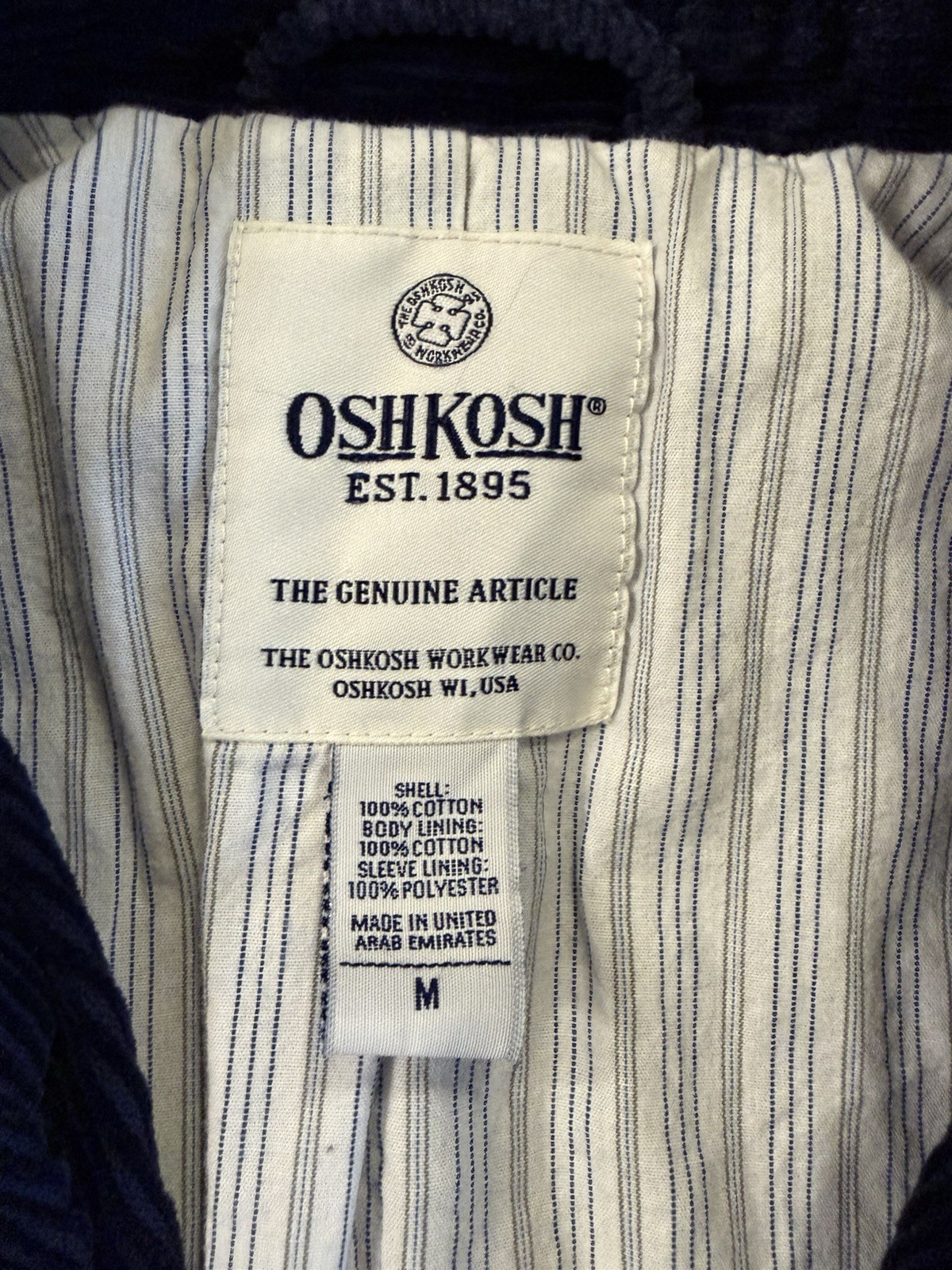 Vintage Double Breasted OshKosh Workwear Corduroy Jacket Women’s Navy Blue M