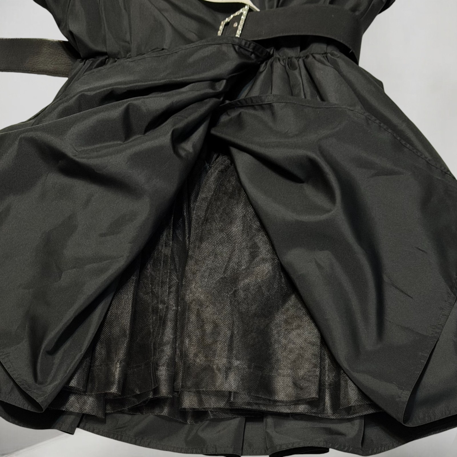 Vintage 80s Lisa Michaels Black White Formal Dress Rhinestone Belt Tulle Size 4