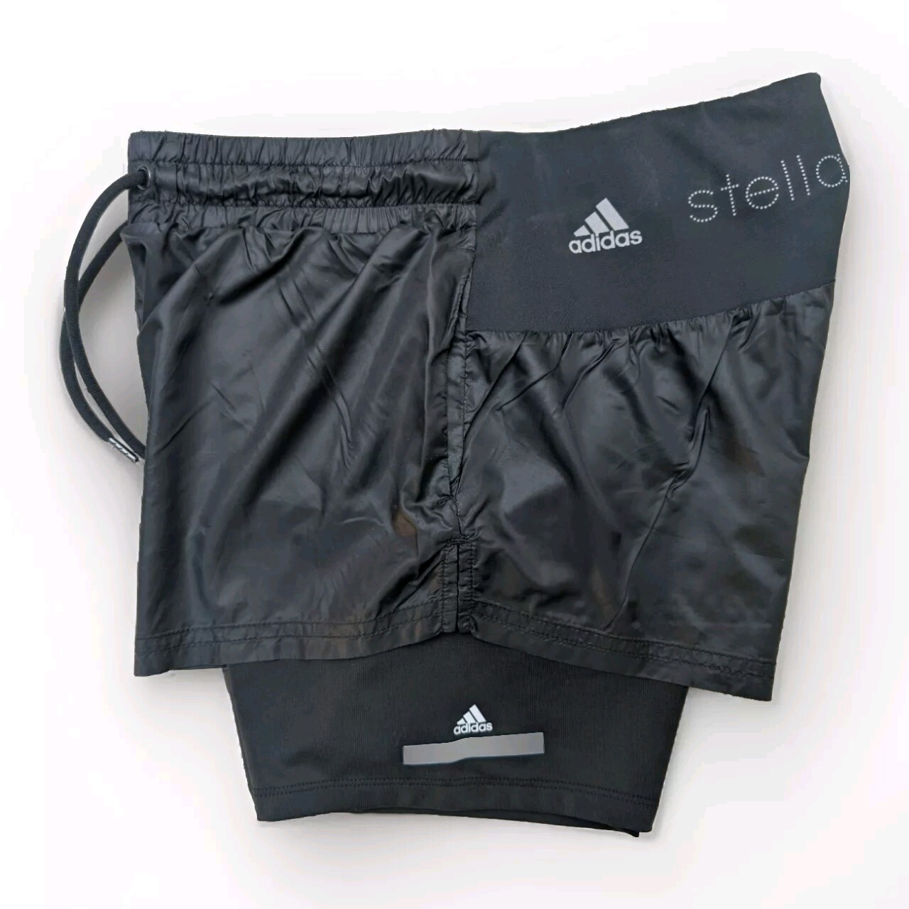 ADIDAS Stella McCartney Glanz Nylon Shorts Running Womens Gym S Vintage Sports